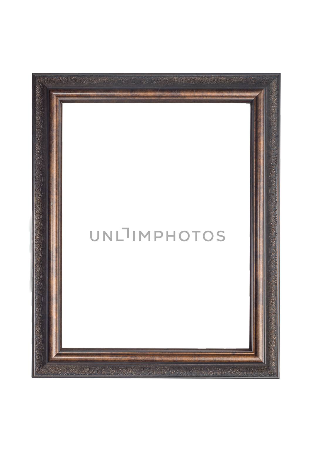 pictrue frame carved in wood isolated over white background