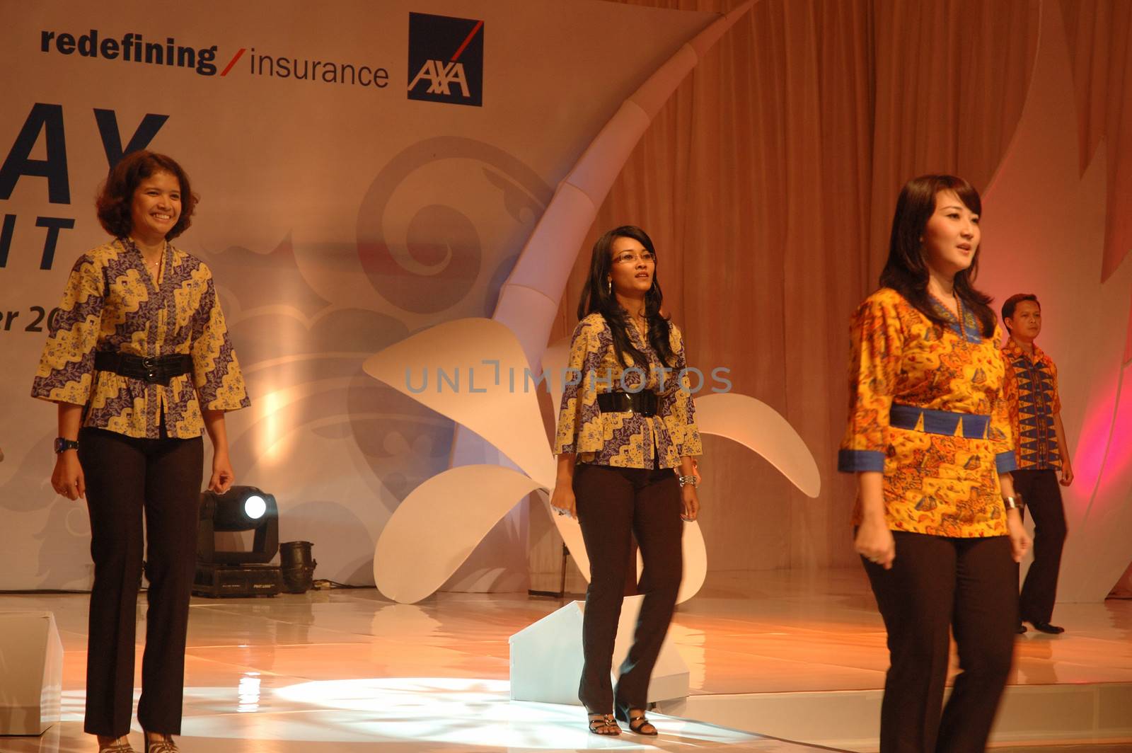 jakarta, indonesia-september 21, 2010: AXA indonesia employee performing in AXA spirit day at mulia hotel senayan, jakarta-indonesia.