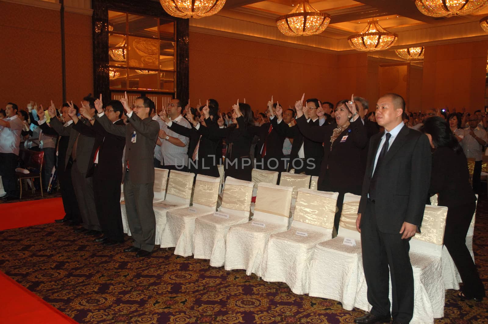 jakarta, indonesia-september 21, 2010: AXA Financial Indonesia bosses attending AXA spirit day at mulia hotel senayan, jakarta-indonesia.