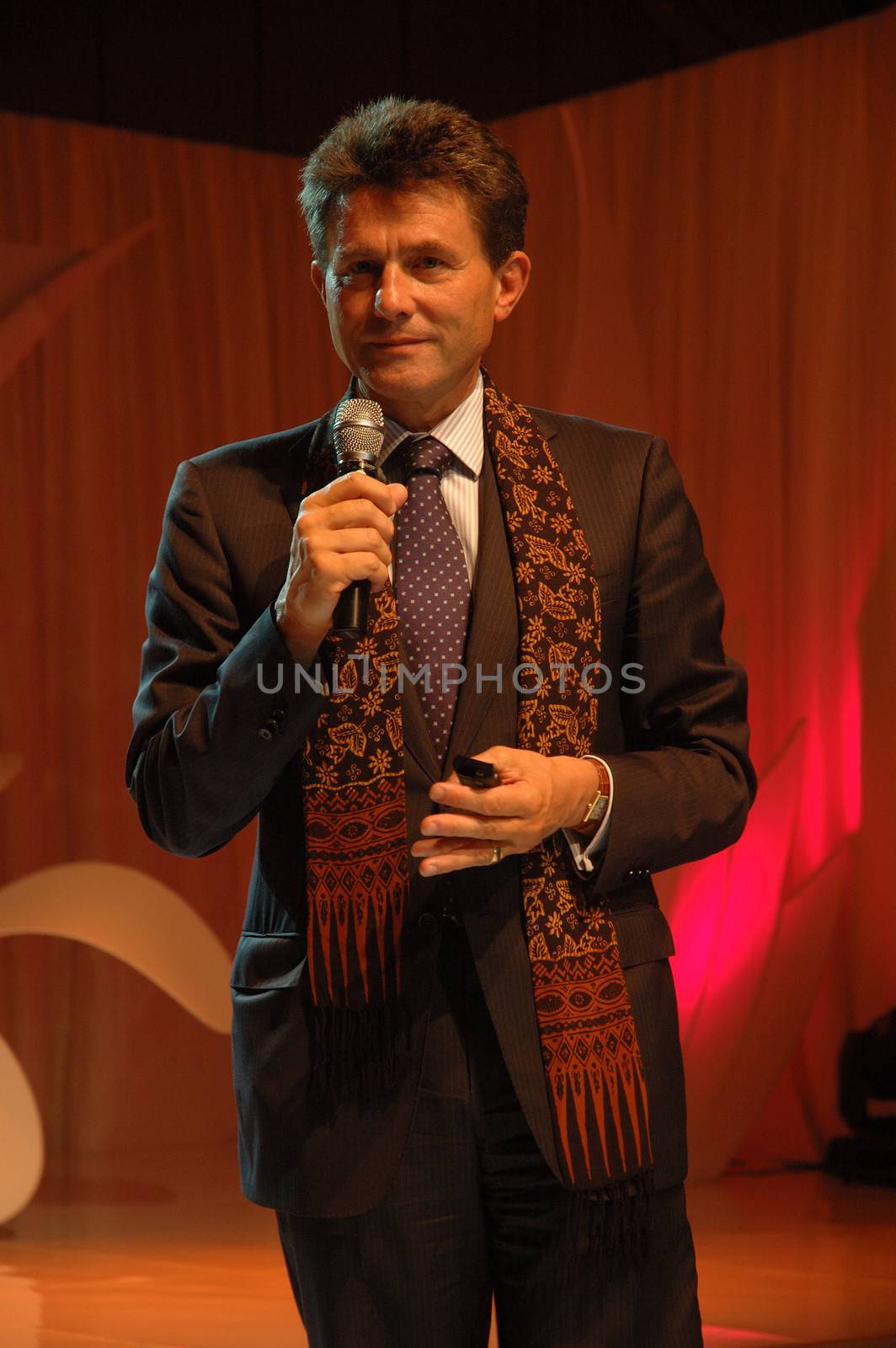 jakarta, indonesia-september 21, 2010: AXA CEO-Henri de Castries giving his speech in AXA spirit day at mulia hotel senayan, jakarta-indonesia.