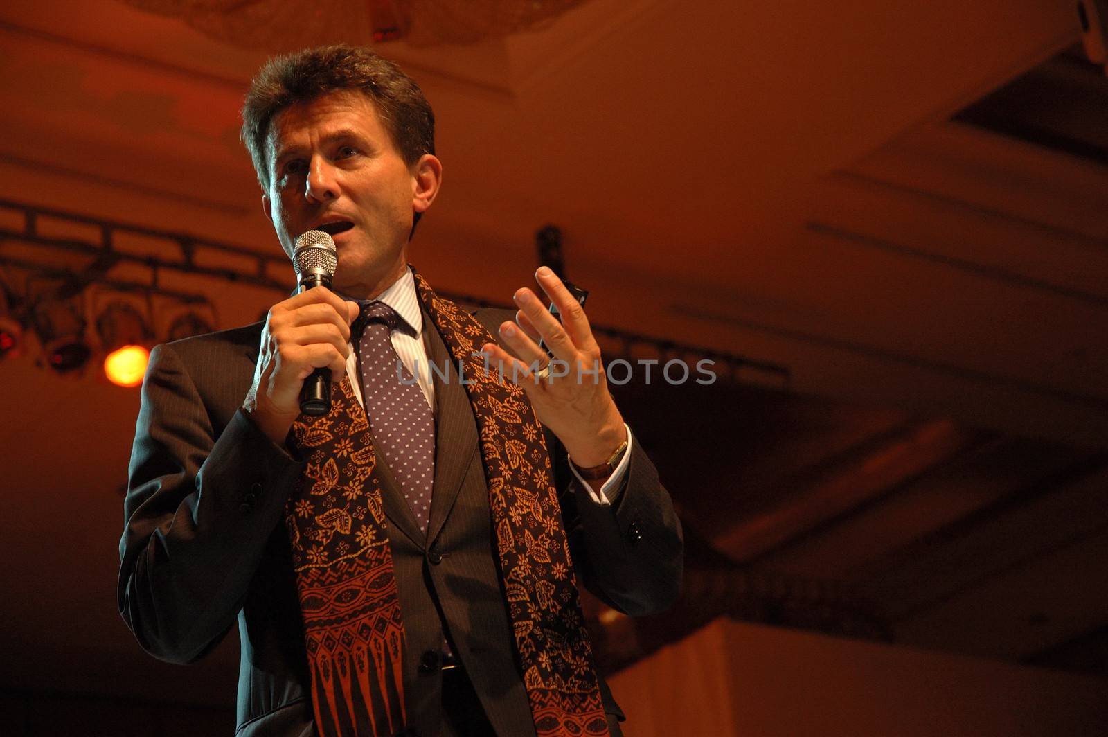 jakarta, indonesia-september 21, 2010: AXA CEO-Henri de Castries giving his speech in AXA spirit day at mulia hotel senayan, jakarta-indonesia.