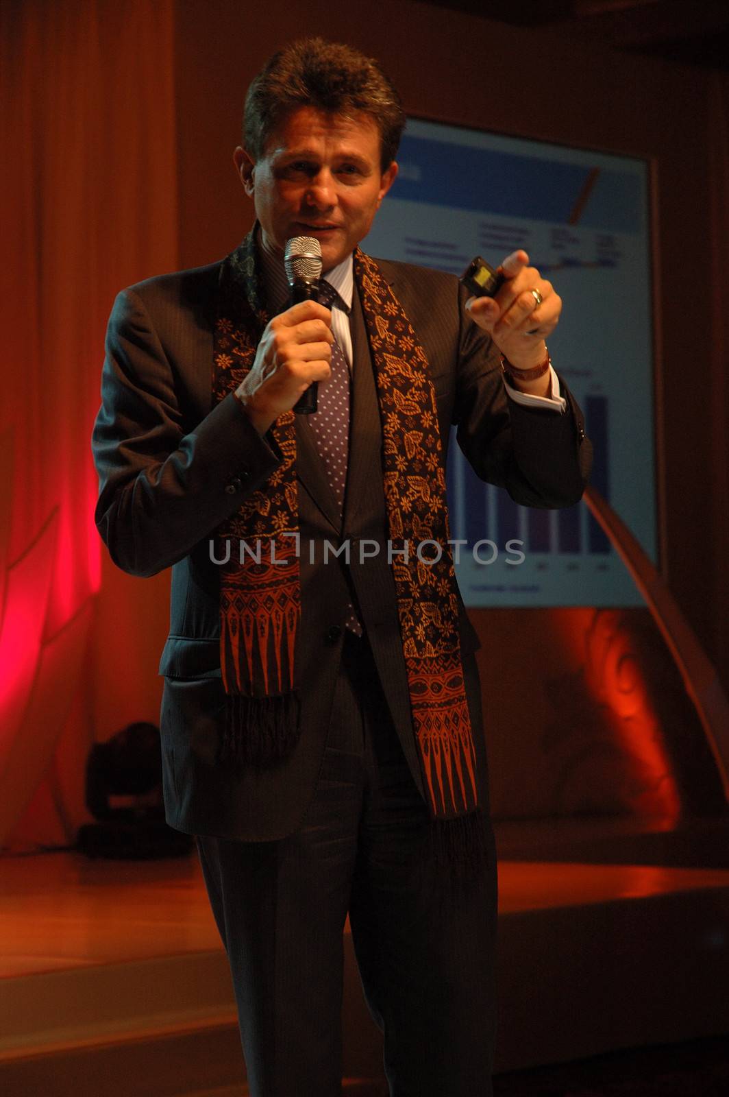jakarta, indonesia-september 21, 2010: AXA CEO-Henri de Castries giving his speech in AXA spirit day at mulia hotel senayan, jakarta-indonesia.