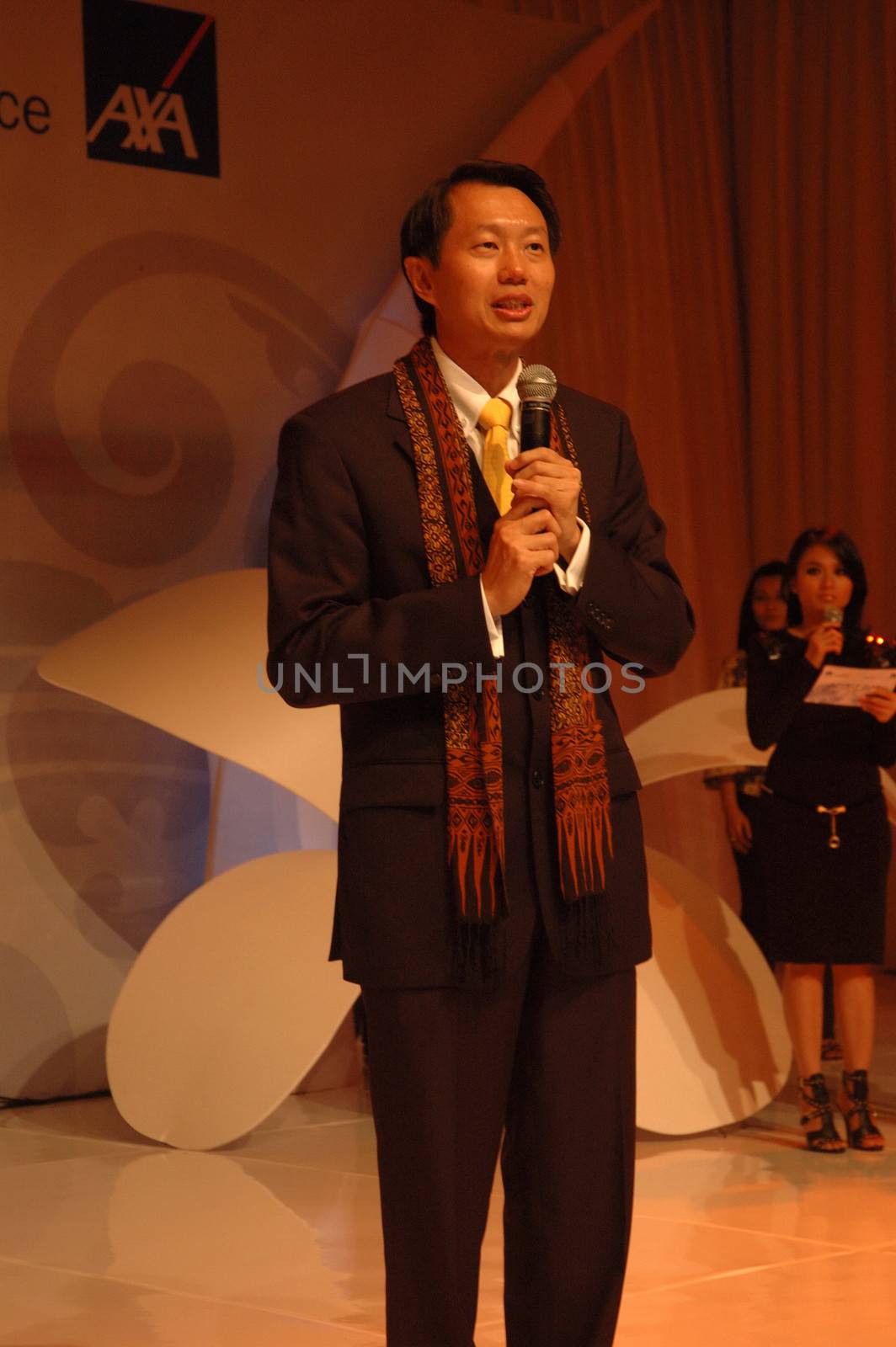 jakarta, indonesia-september 21, 2010: AXA Indonesia country CEO-Randy Lianggara giving his speech in AXA spirit day at mulia hotel senayan, jakarta-indonesia.