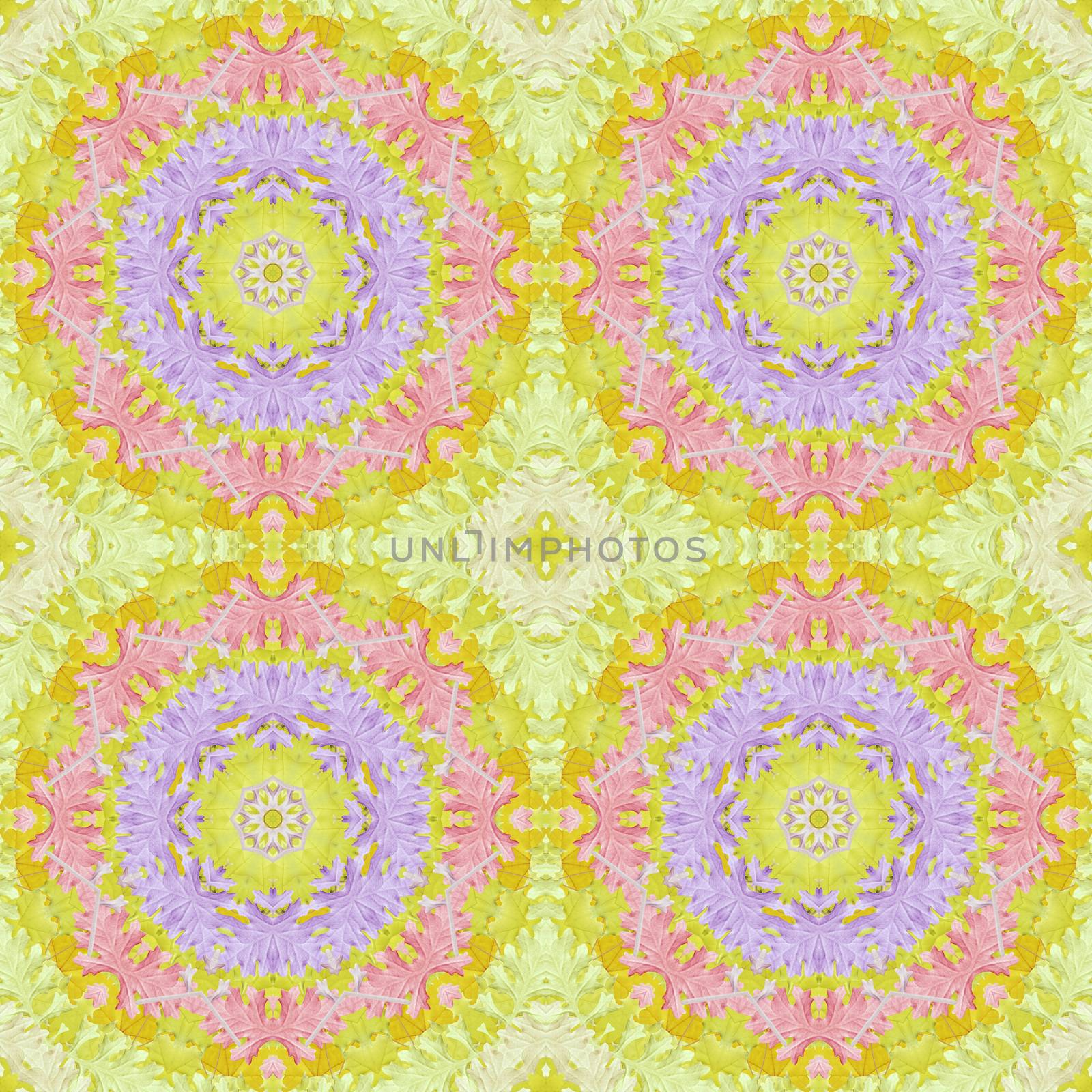 Artistic background, abstract seamless floral pattern with colorful leaves of plants