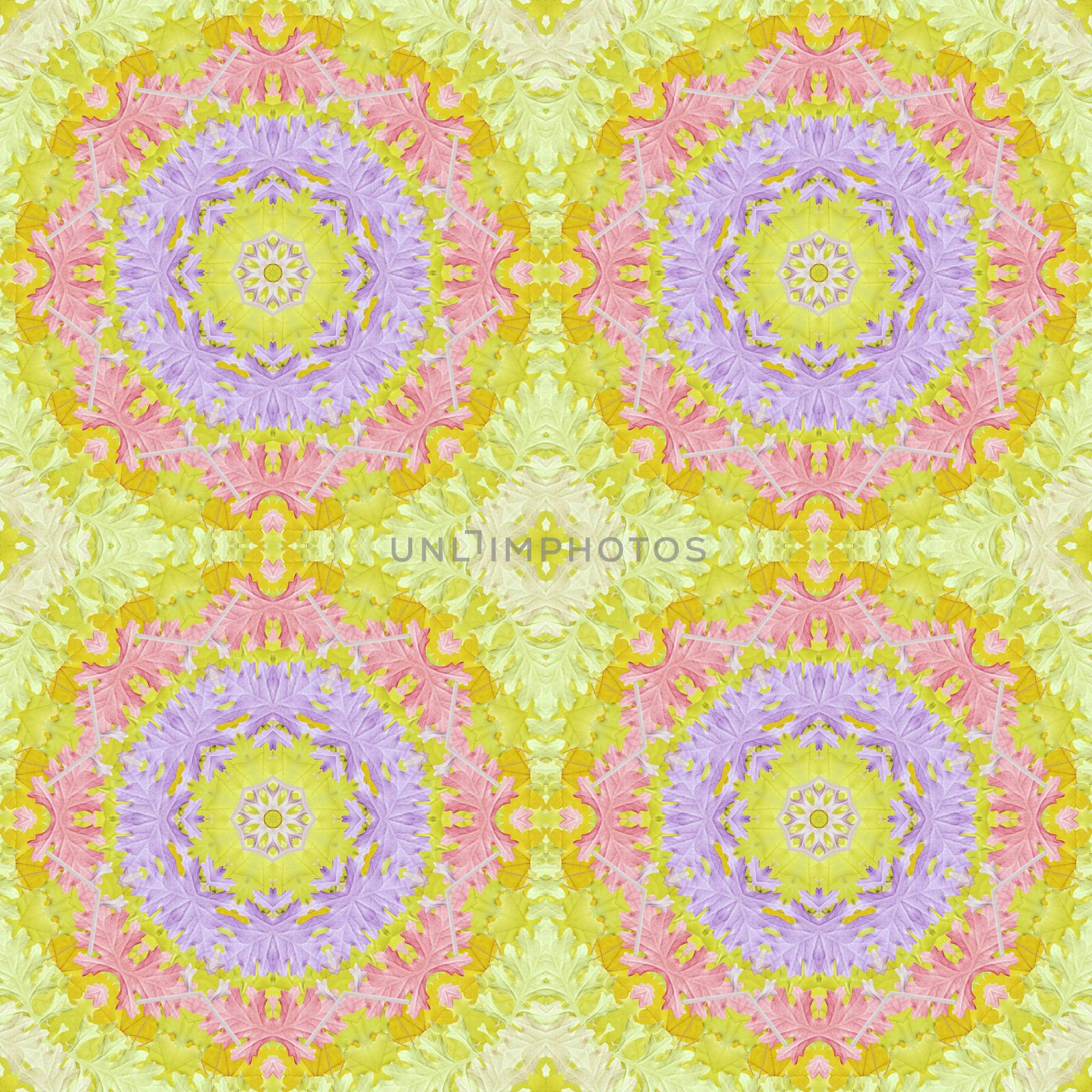 Artistic background, abstract seamless floral pattern with colorful leaves of plants