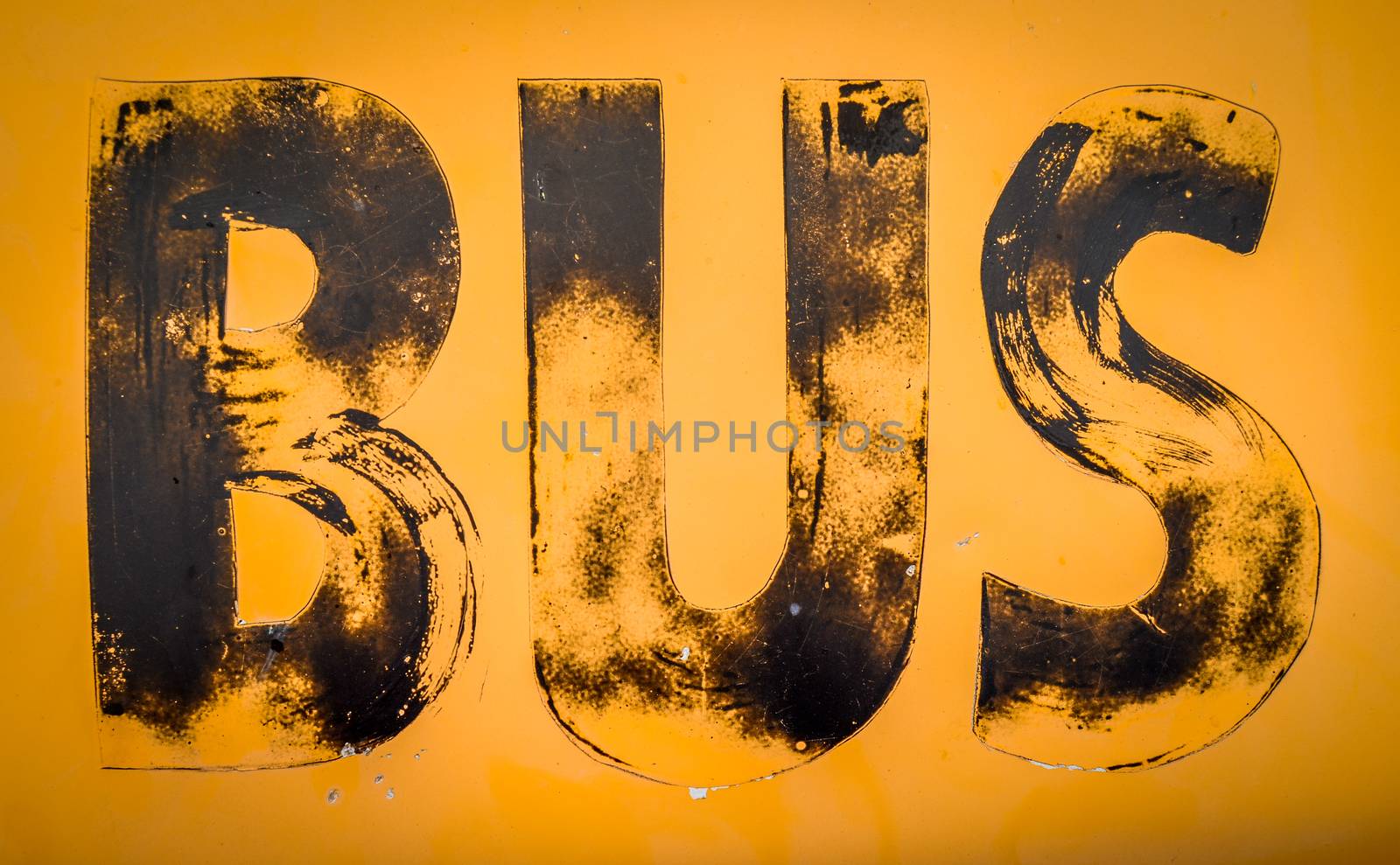 Aged Yellow Bus Sign by mrdoomits