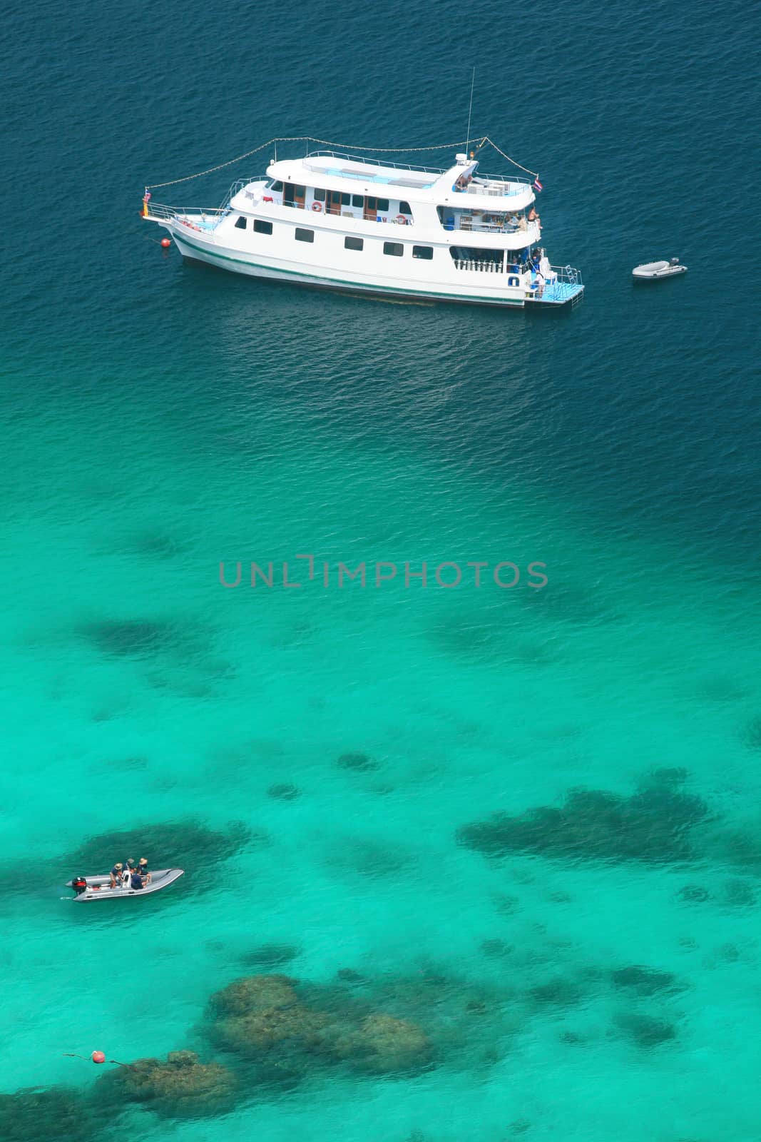 Luxery cruise on clear water at Similan island south of Thailan by think4photop