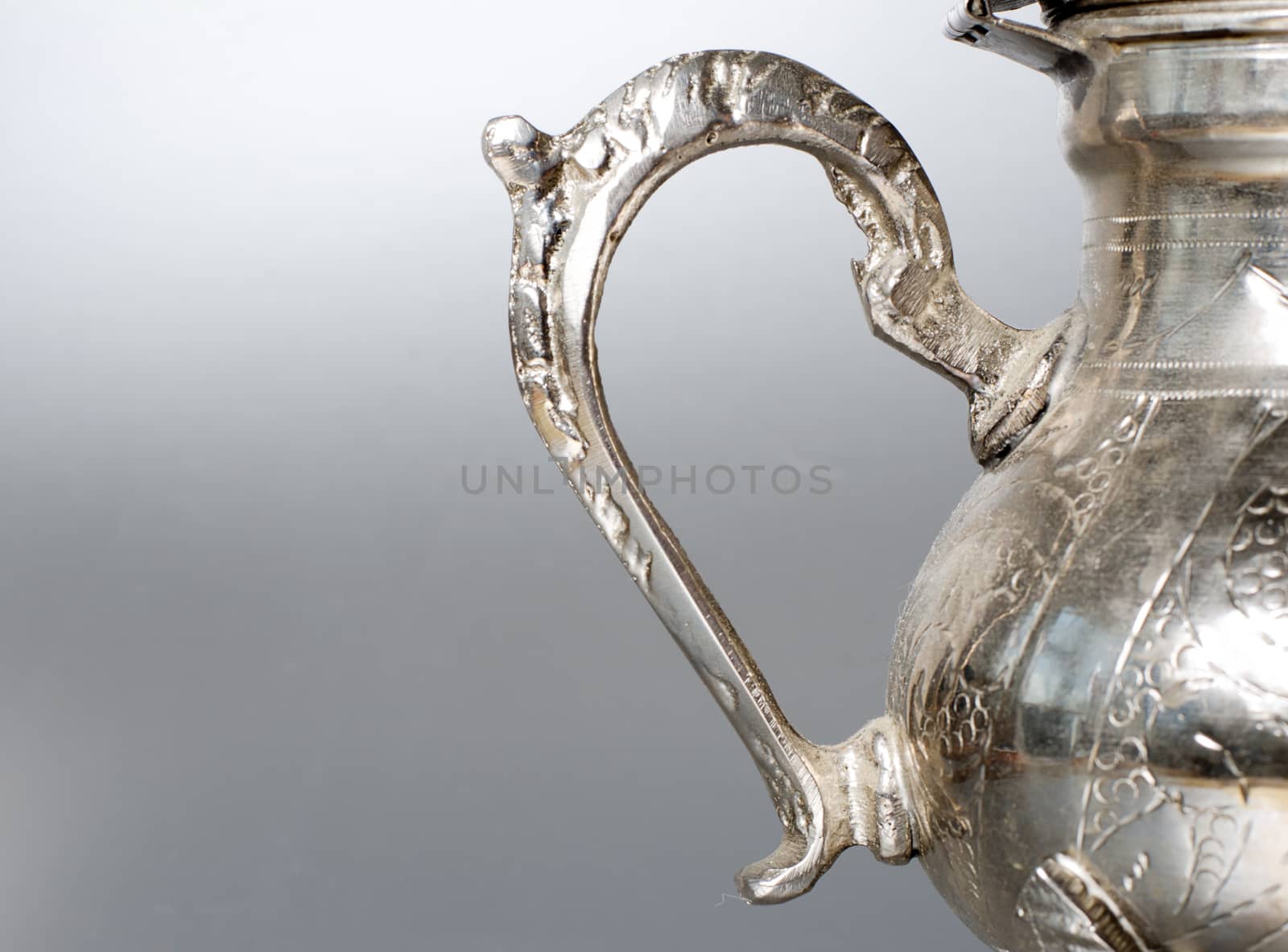 antique silver jug detail