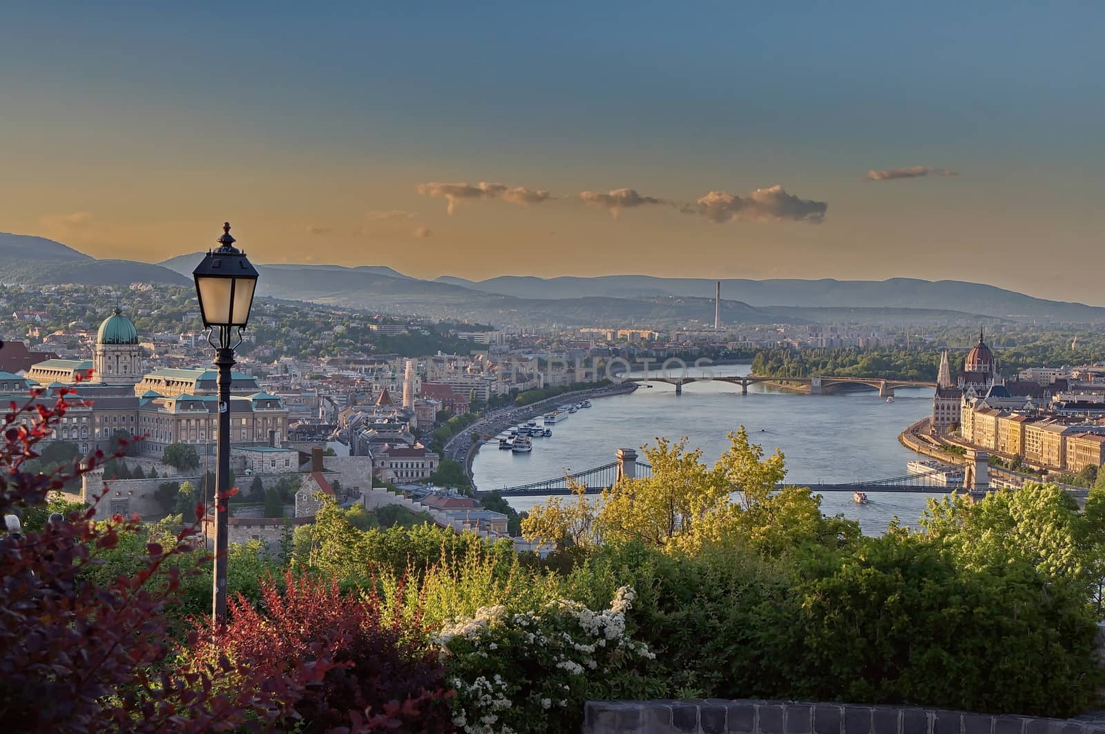 Budapest scene at dusk by anderm