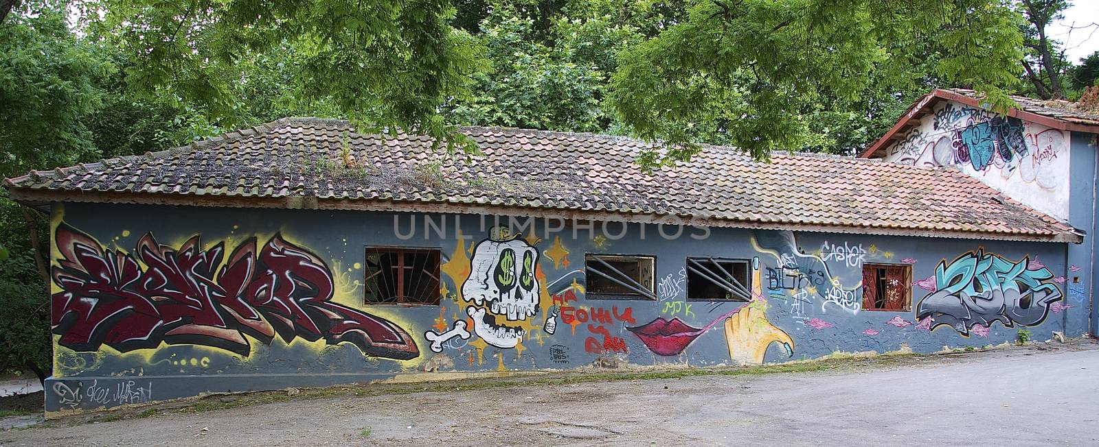 Young artists have decorated the walls of the old concrete building in Varna on the Black Sea