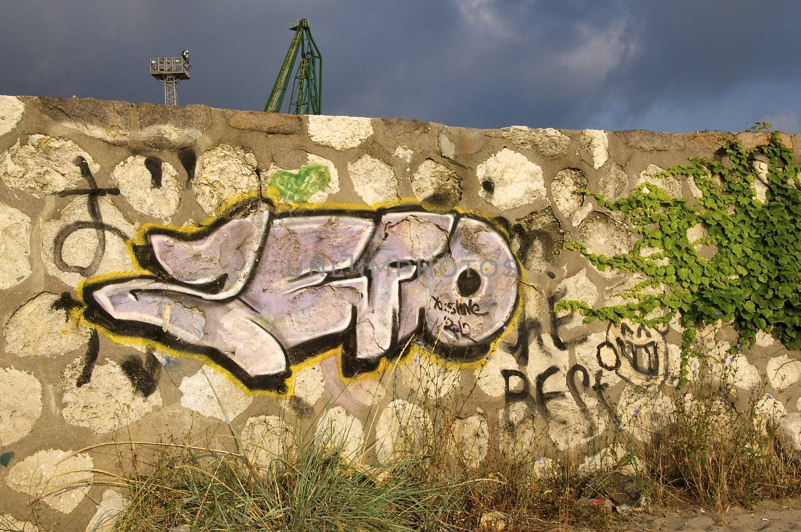 Young artists have decorated the walls and breakwaters in Varna port on the Black Sea