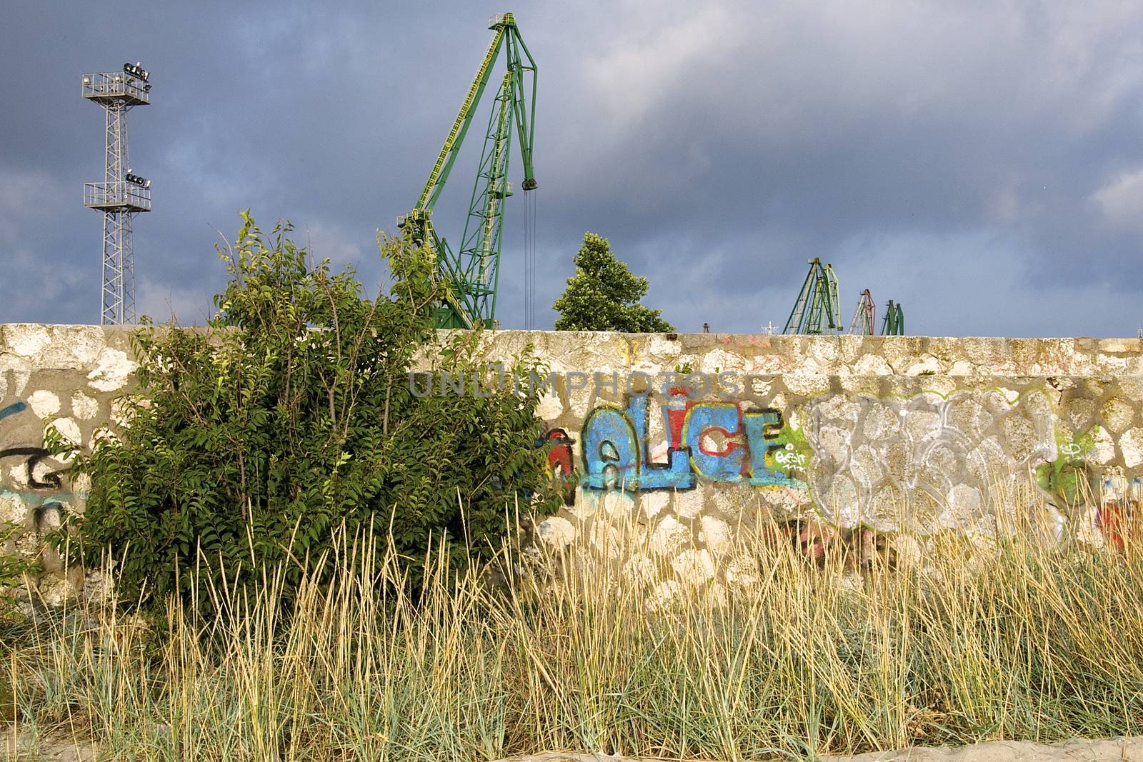 Young artists have decorated the walls and breakwaters in Varna port on the Black Sea