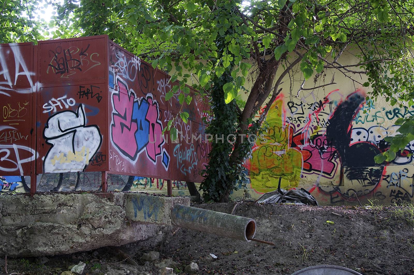 Young artists have decorated the walls of the old concrete building in Varna on the Black Sea