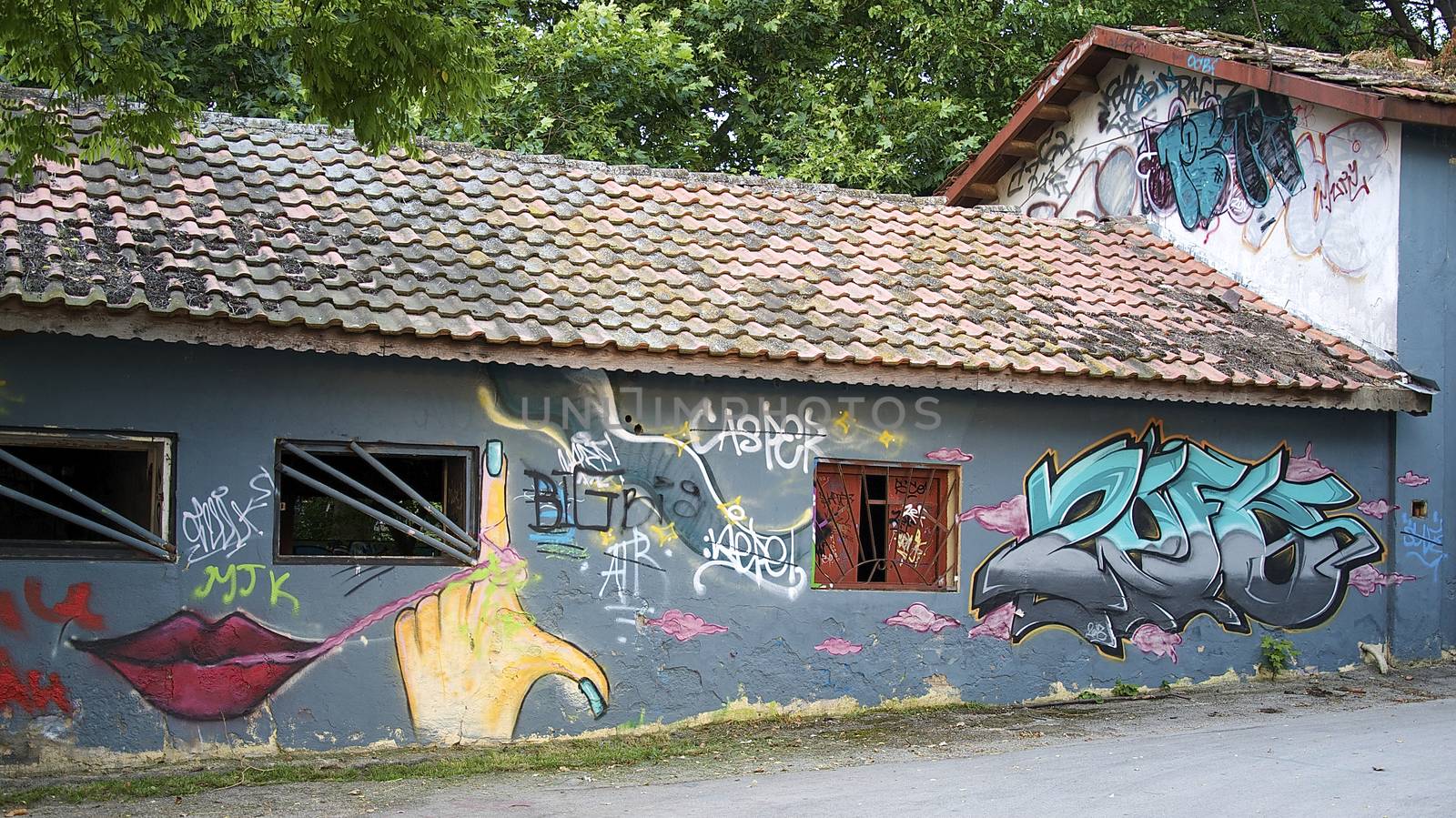 Young artists have decorated the walls of the old concrete building in Varna on the Black Sea