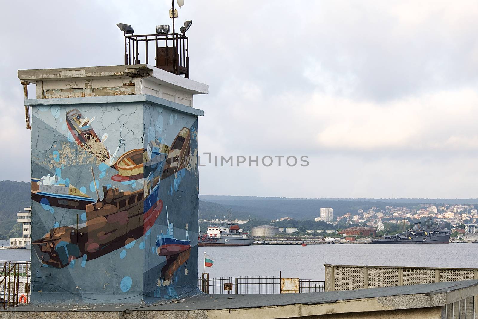 Young artists have decorated the walls and breakwaters in Varna port on the Black Sea