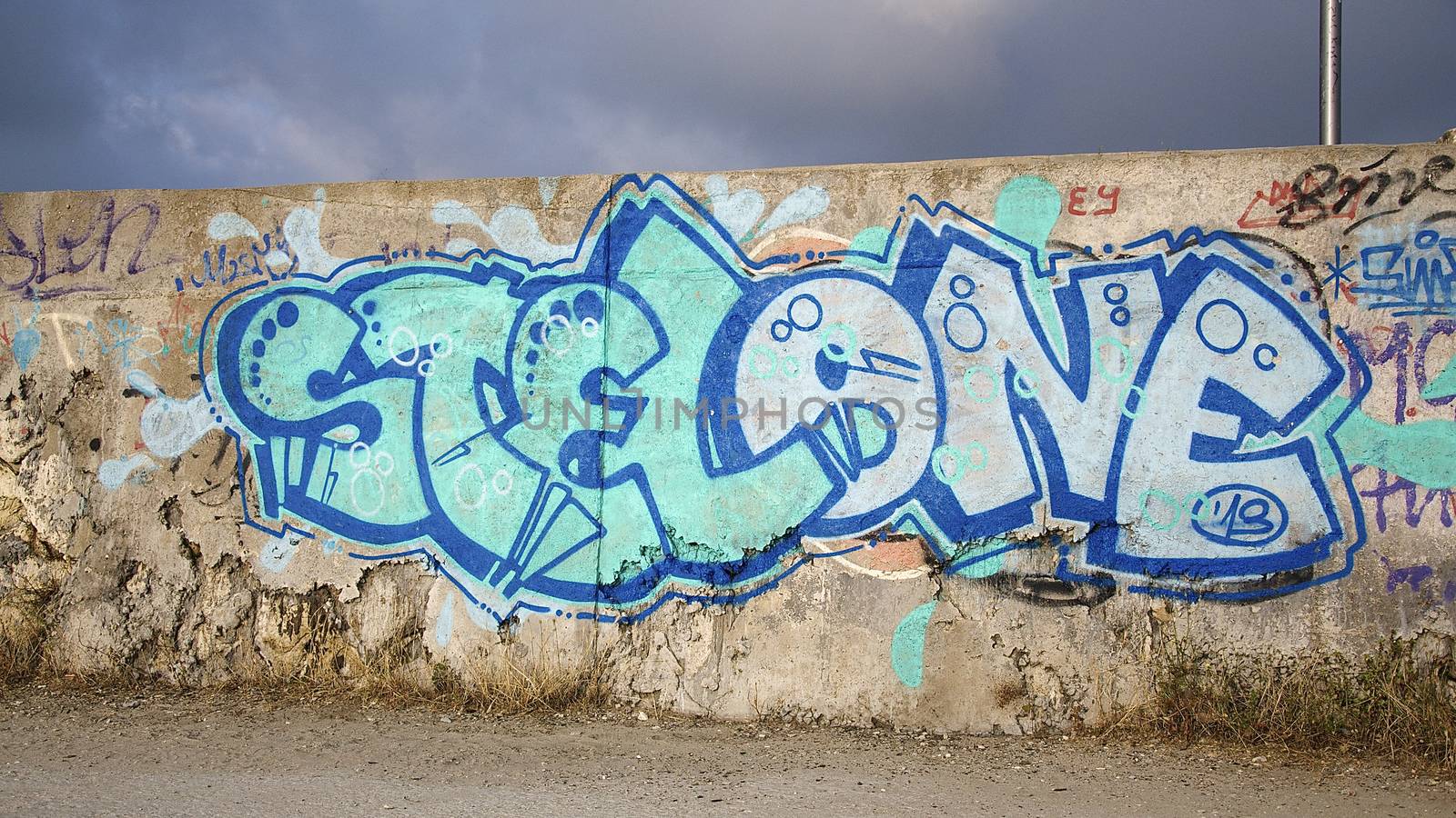 Young artists have decorated the walls and breakwaters in Varna port on the Black Sea
