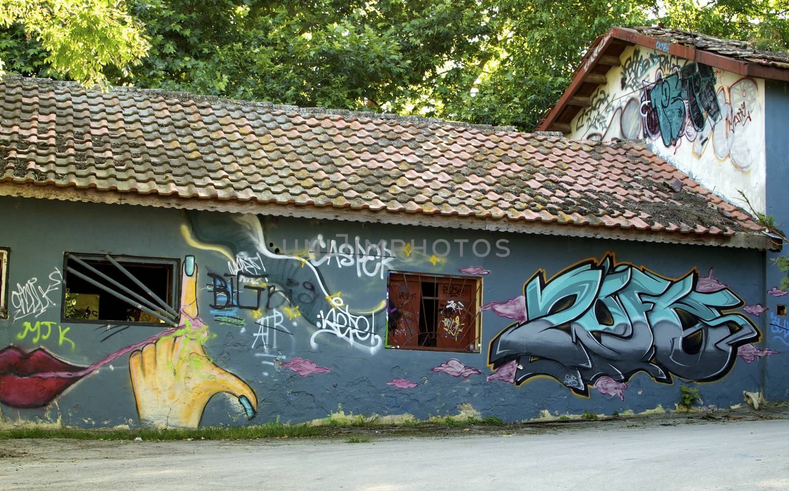 Young artists have decorated the walls of the old concrete building in Varna on the Black Sea