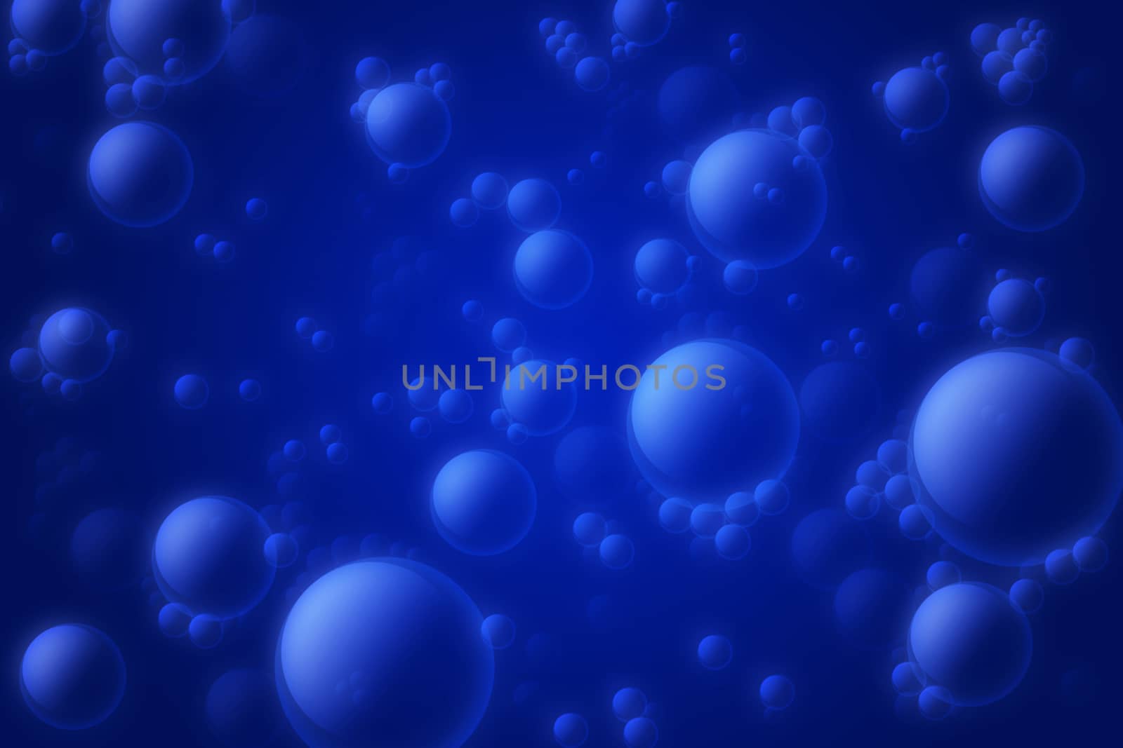 Bubbles under blue water abstract background.