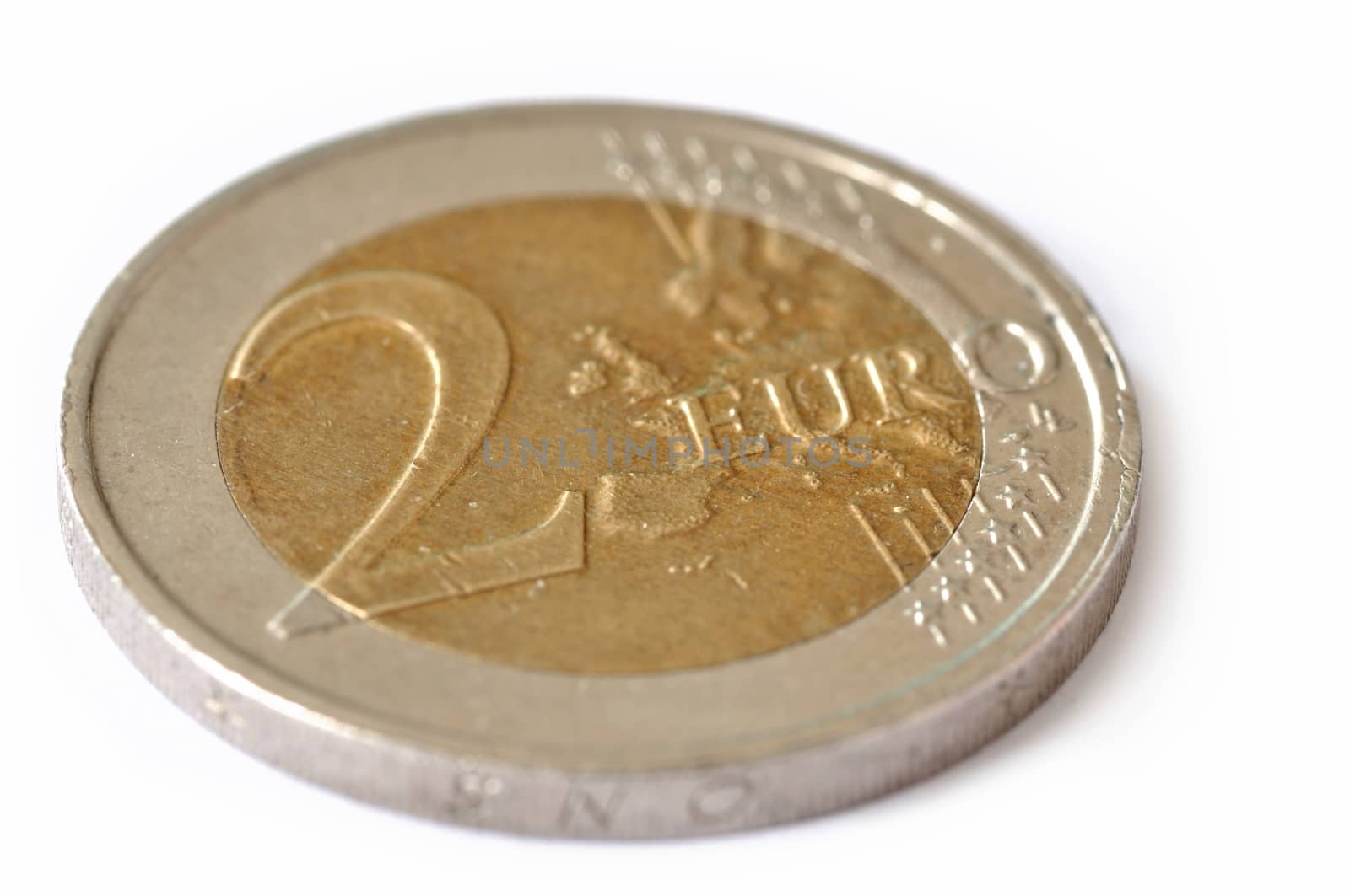 coin of two euros isolated closeup