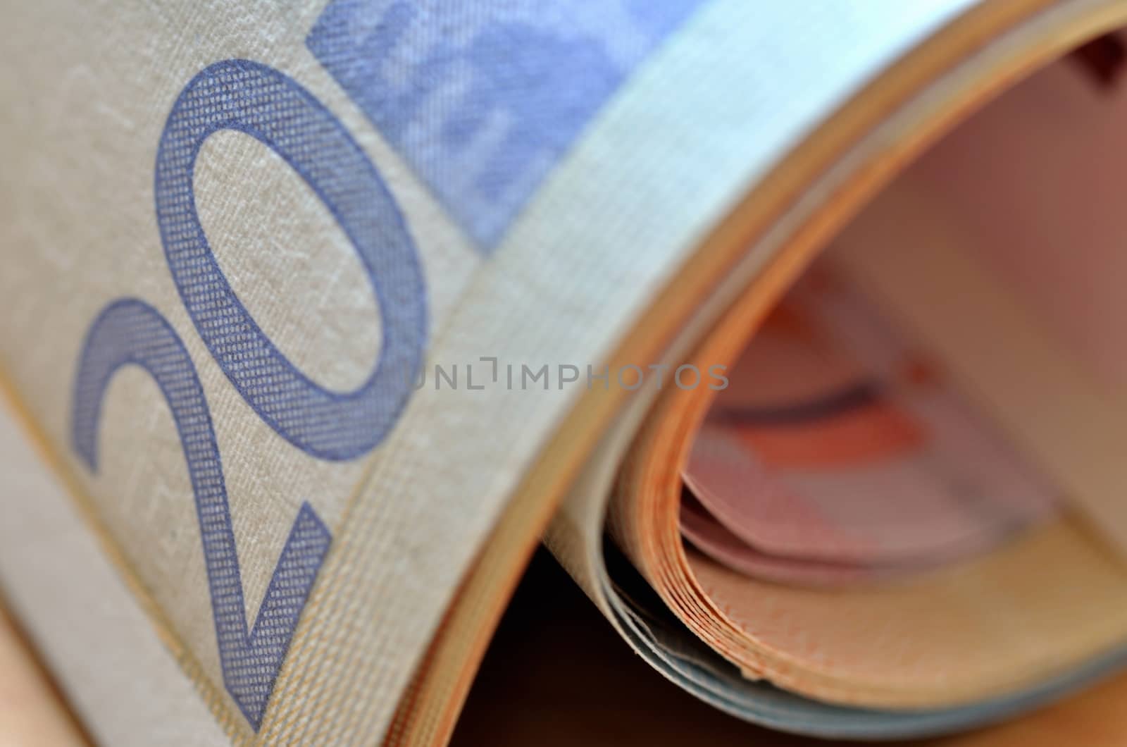 european money - 20 euros closeup