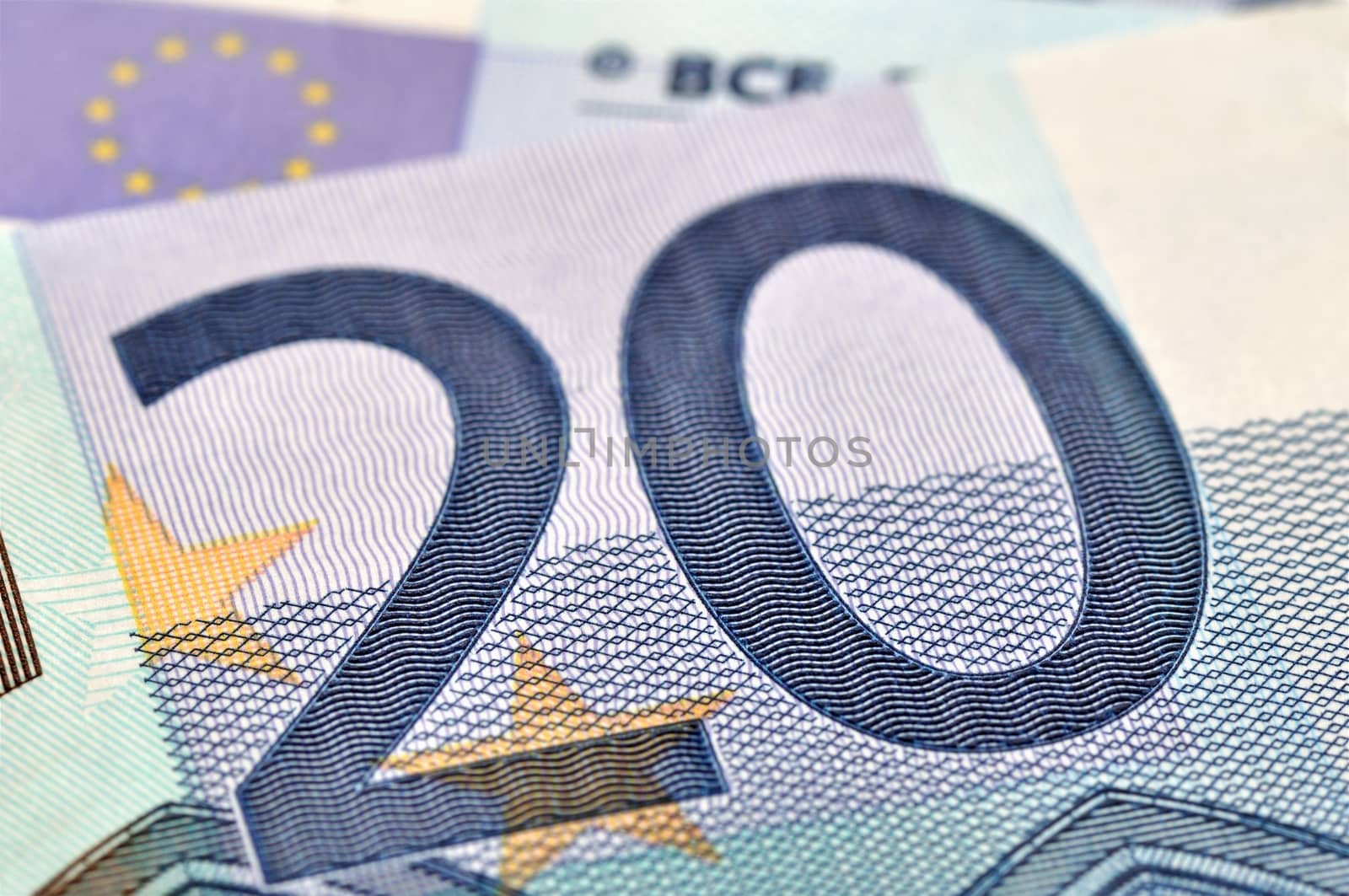 european money - 20 euros closeup