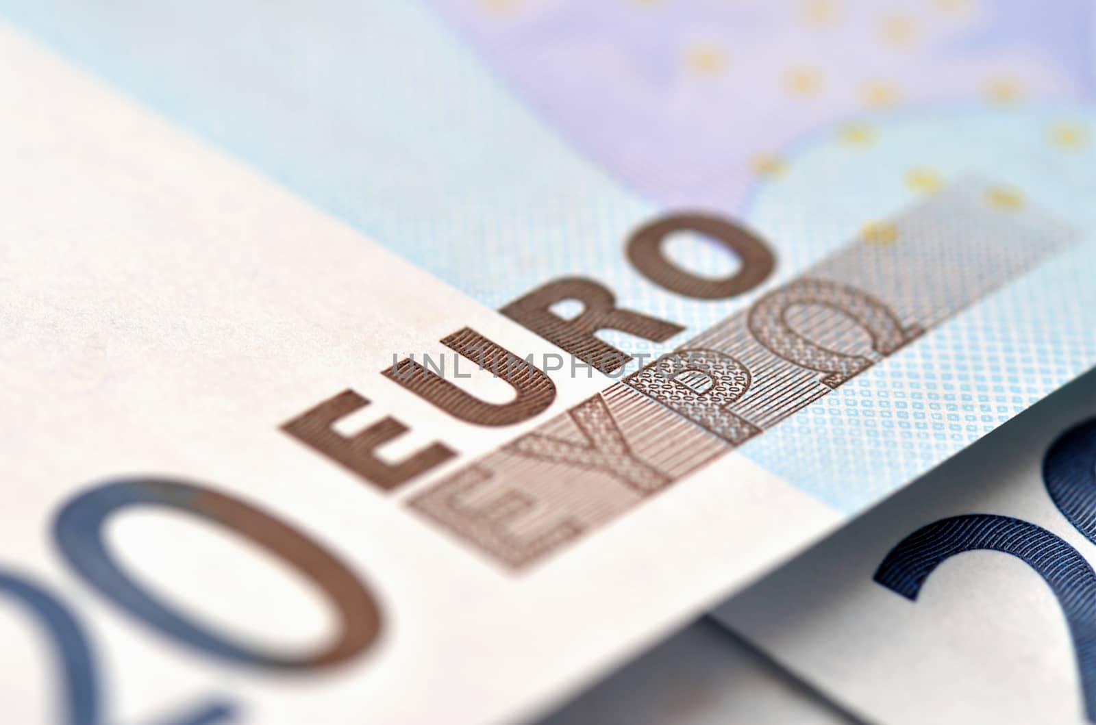 european money - 20 euros closeup