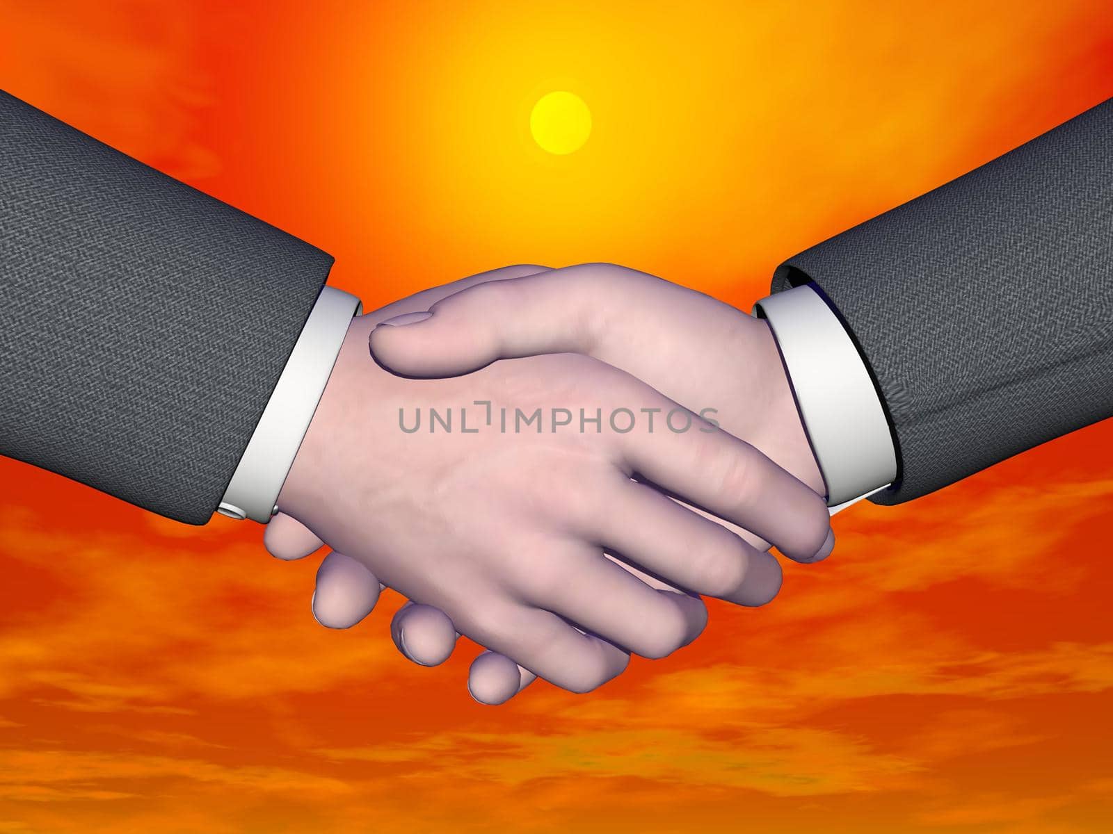 Businessman handshake - 3D render by Elenaphotos21