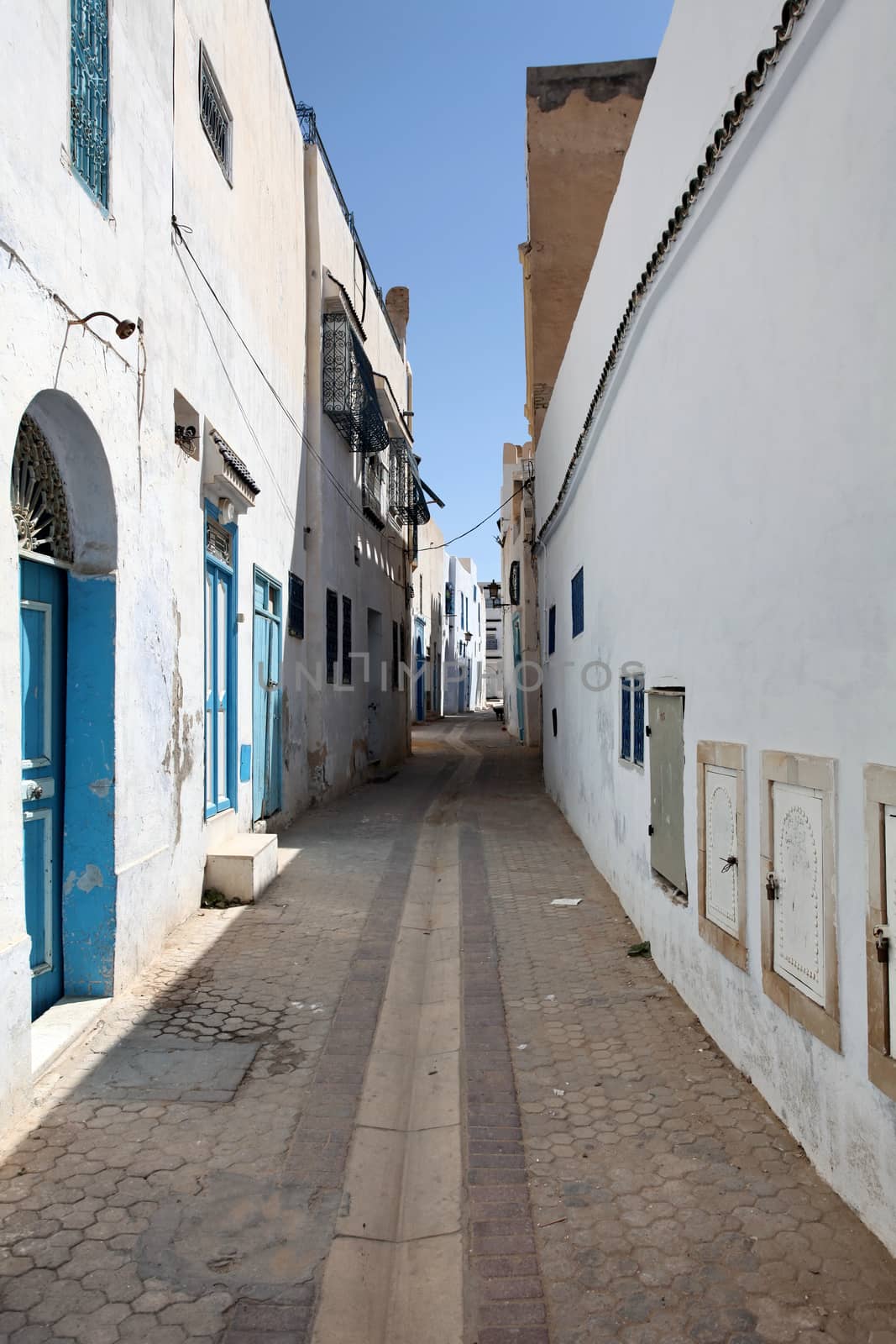 tunisia narrow street of the old town at noon