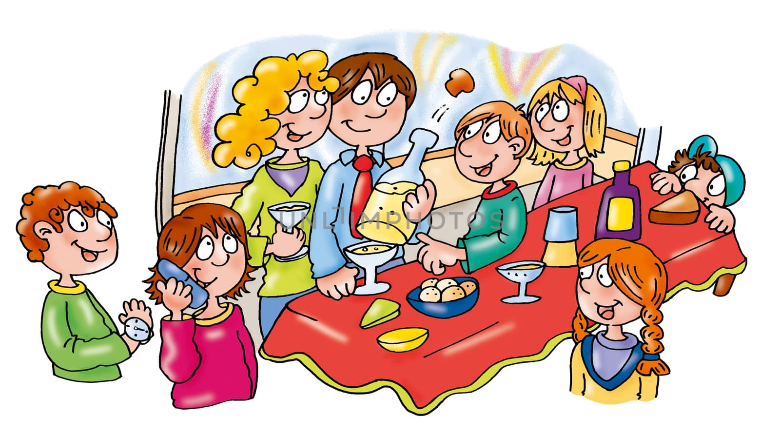 capodanno grande festa con amici
si mangia beve e festeggia,buon anno!
