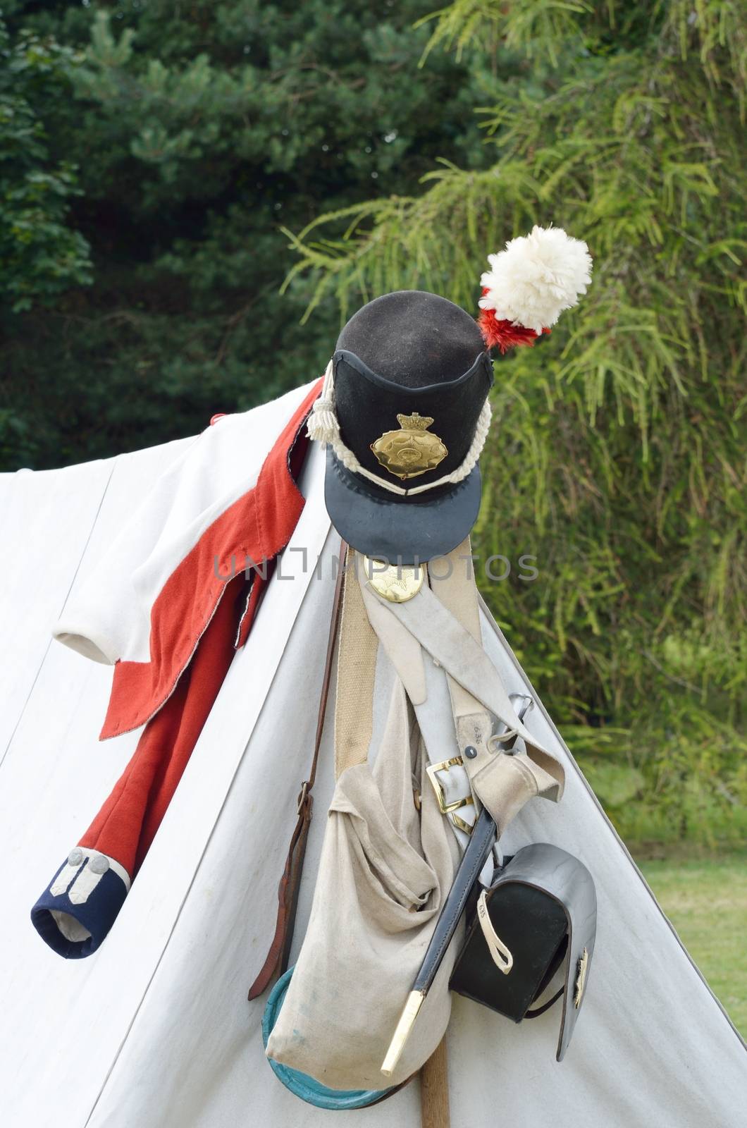 Napoleonic army kit on tent