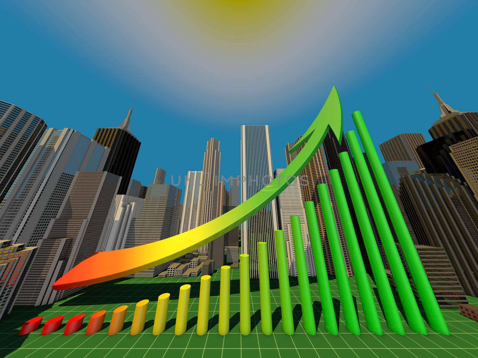 Abstract Design of business financial graphic scale with buildings