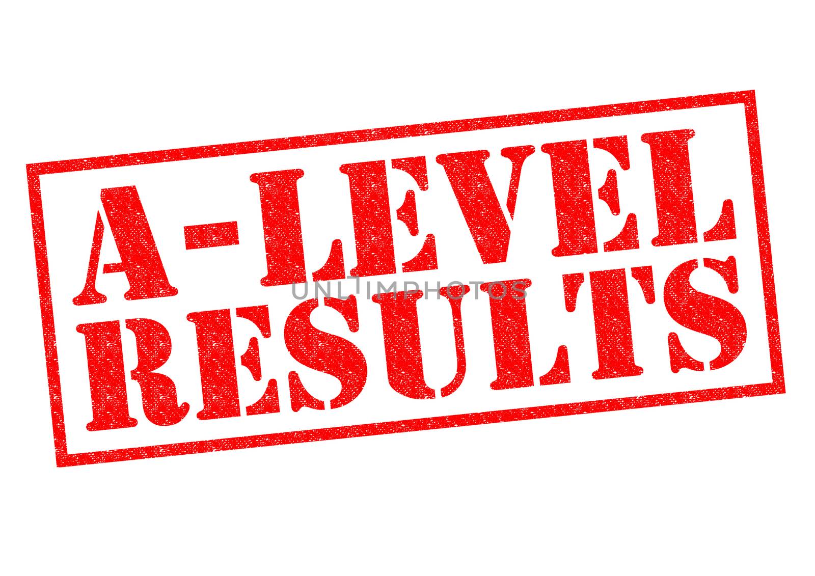 A LEVEL RESULTS red Rubber Stamp over a white background.