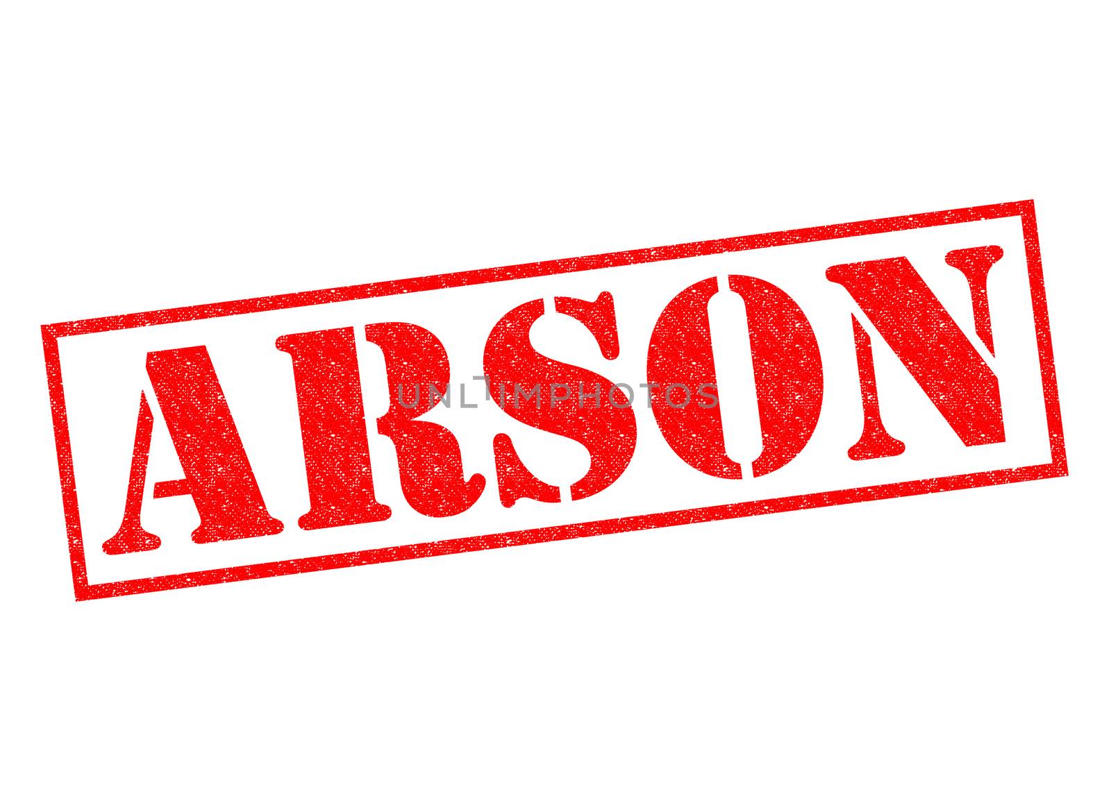ARSON red Rubber Stamp over a white background.
