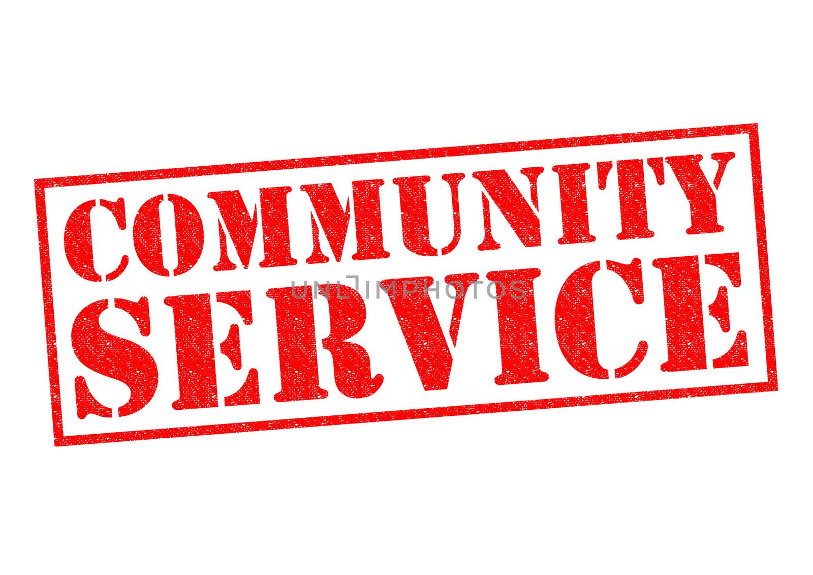 COMMUNITY SERVICE red Rubber Stamp over a white background.
