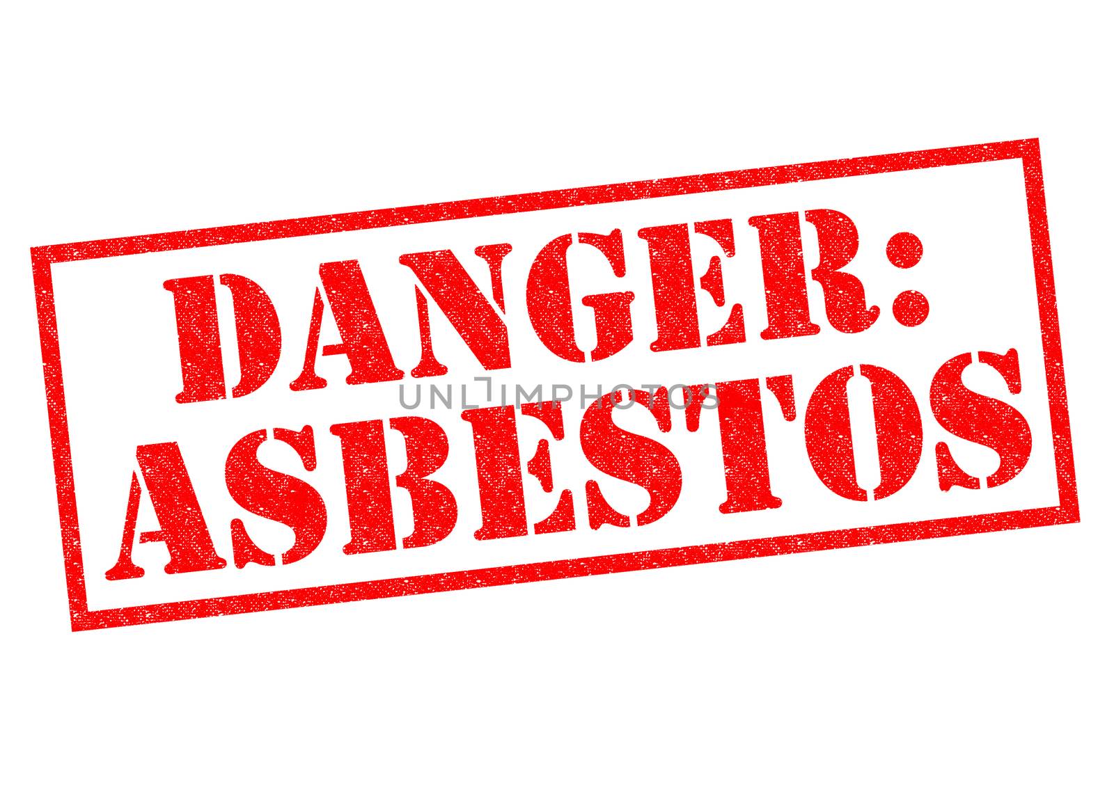 DANGER: ASBESTOS red Rubber Stamp over a white background.