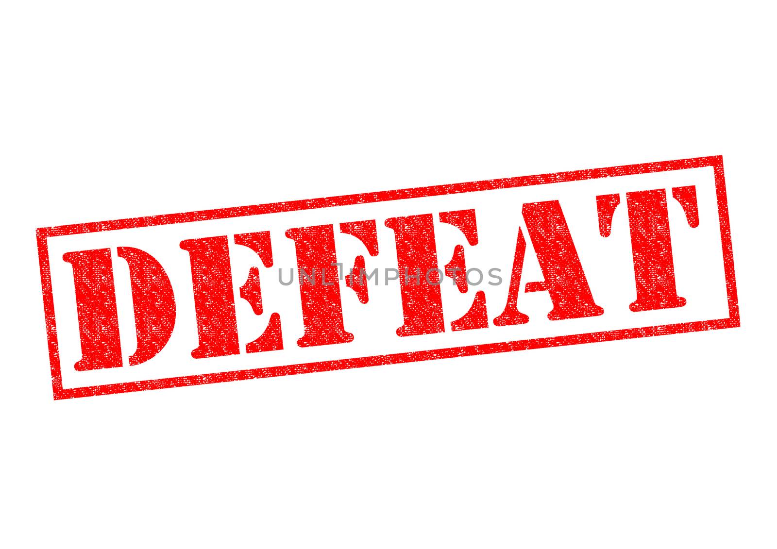 DEFEAT red Rubber Stamp over a white background.