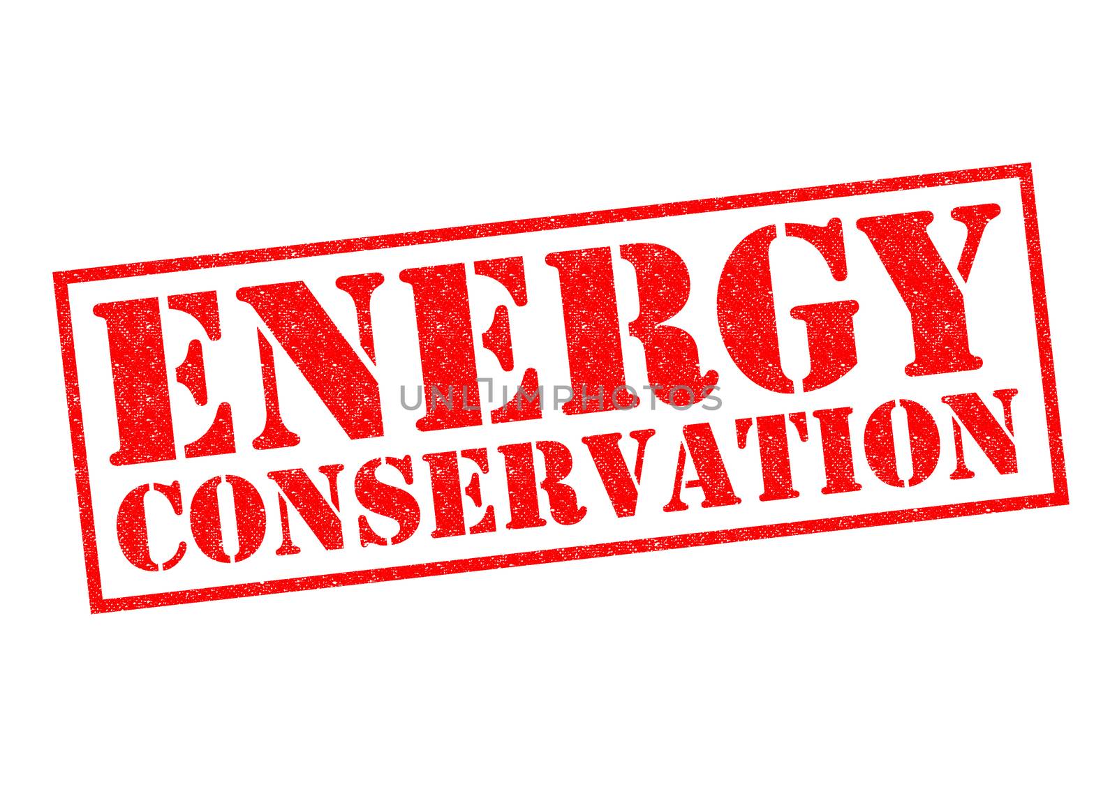 ENERGY CONSERVATION red Rubber Stamp over a white background.