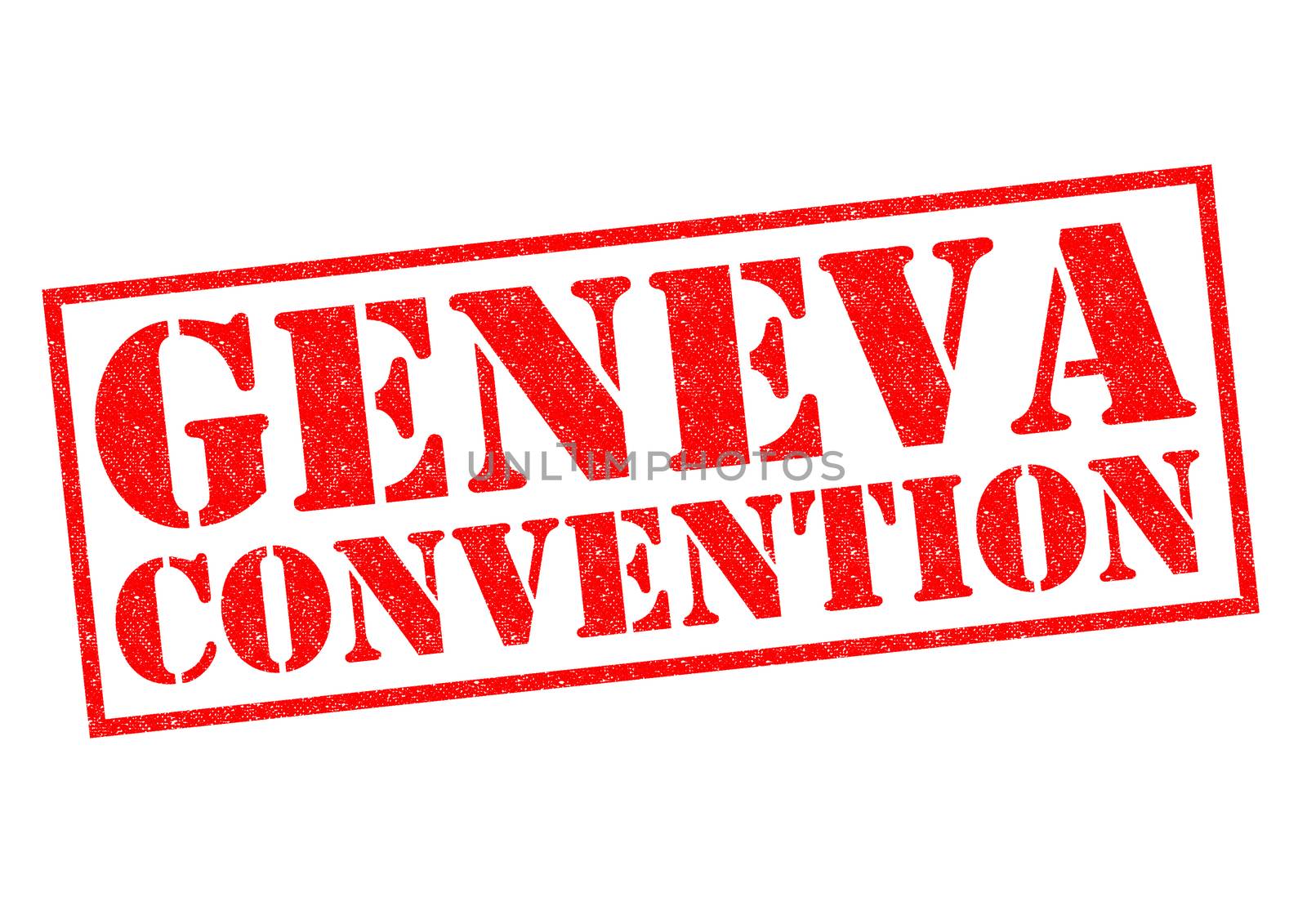 GENEVA CONVENTION red Rubber Stamp over a white background.
