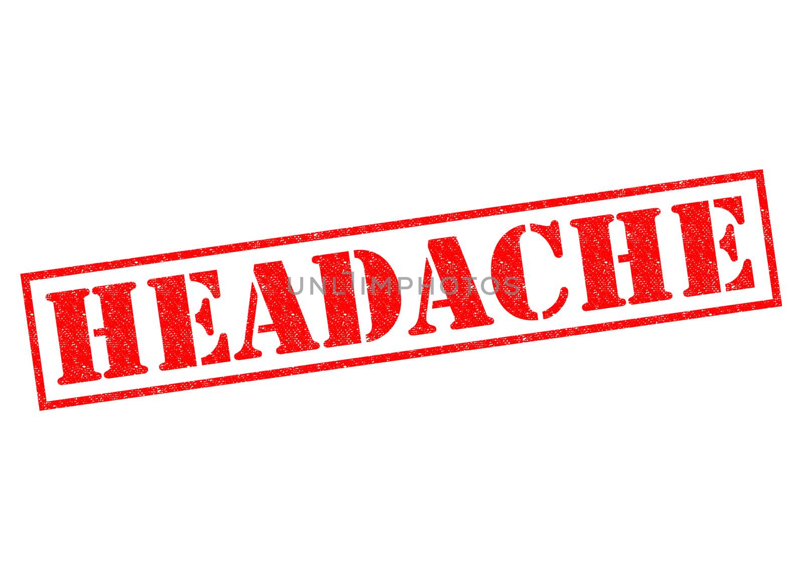 HEADACHE red Rubber Stamp over a white background.