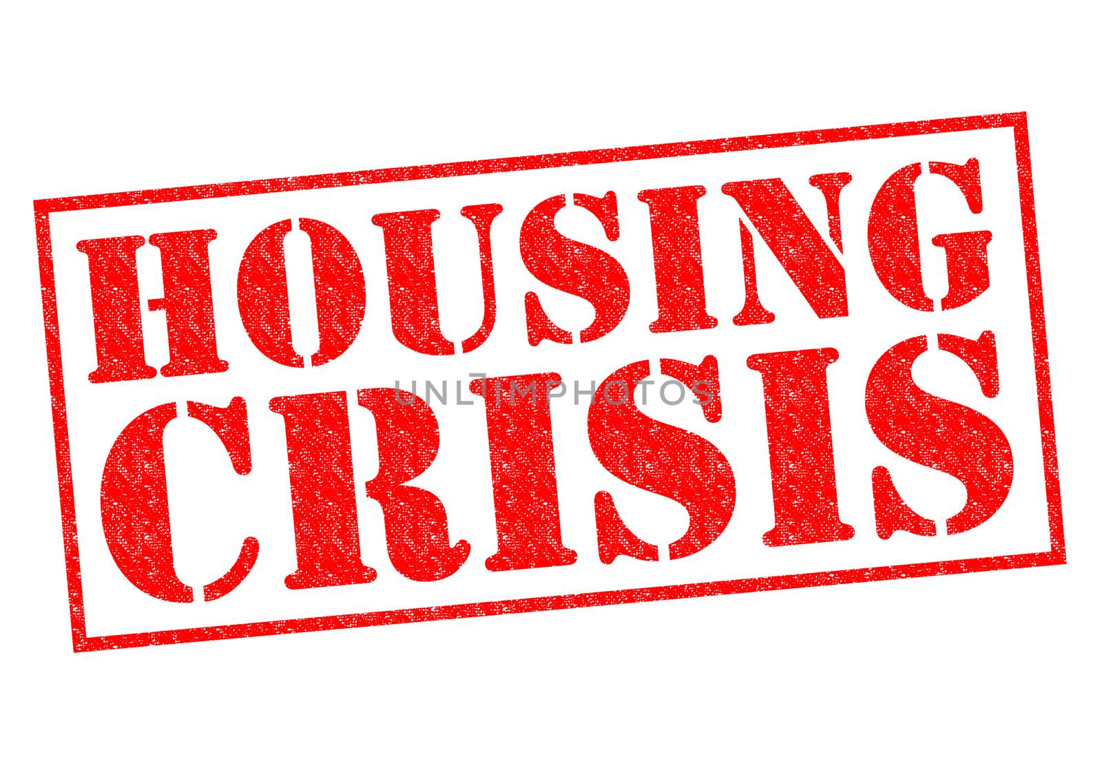 HOUSING CRISIS red Rubber Stamp over a white background.