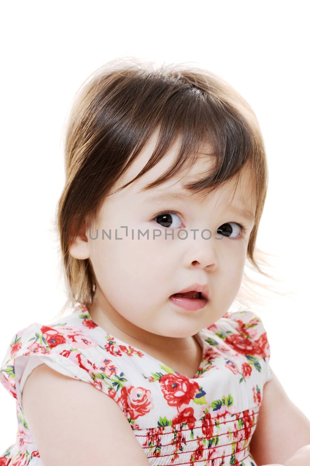 Young female child looking anxious