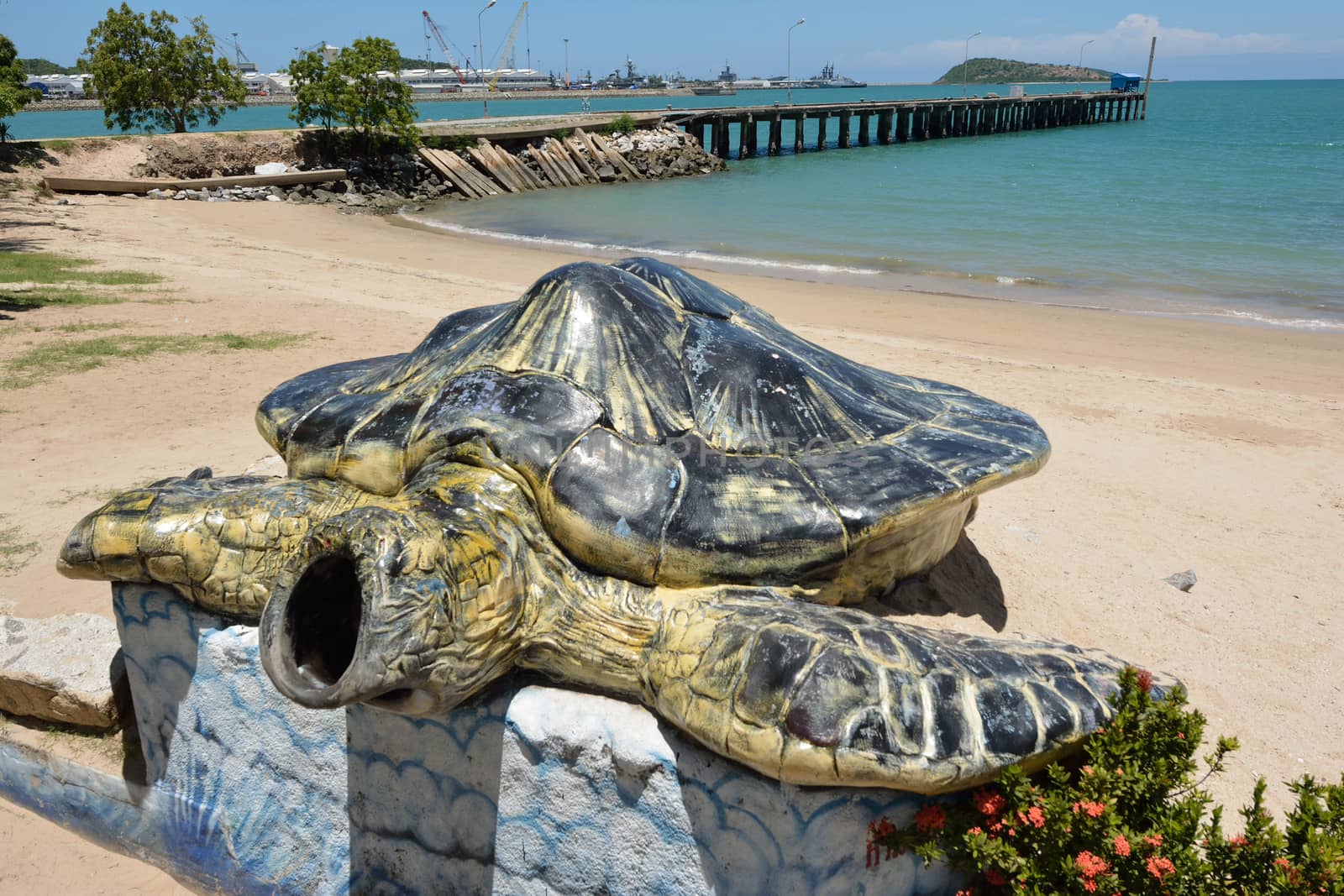 funny Turtle statue in Chonburi province, Thailand.