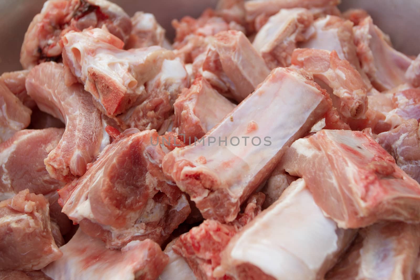 Raw pork ribs for cooking, close up