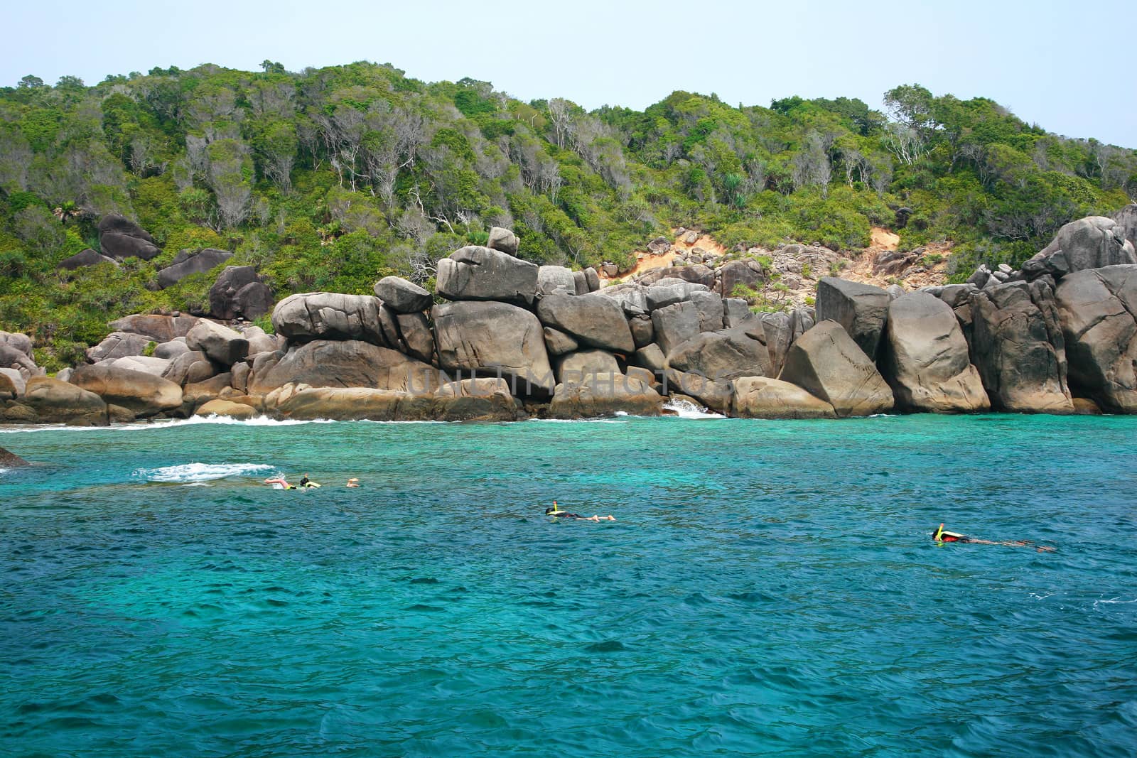 Clear water and white sand at Similan island south of Thailand.