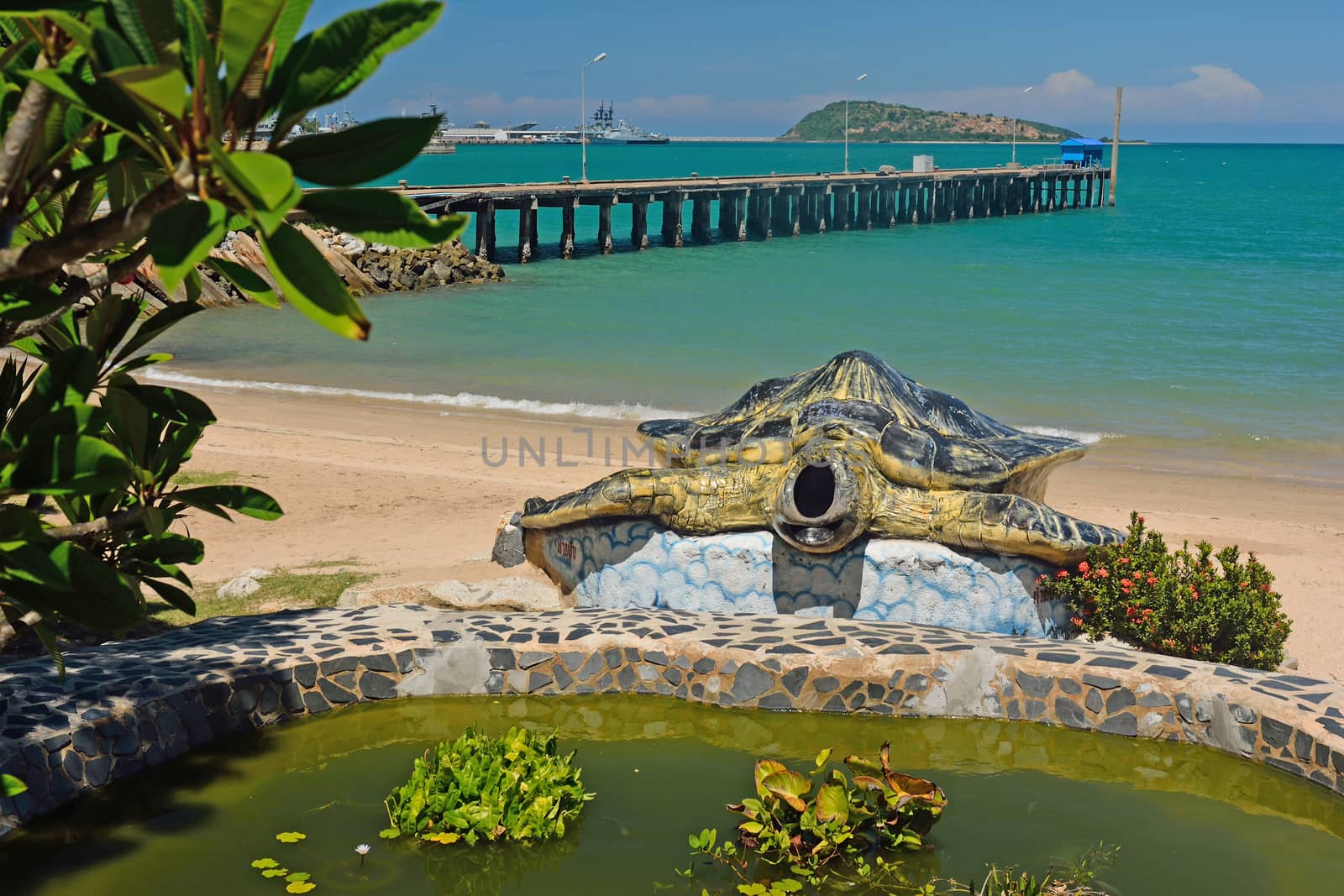 funny Turtle statue in Chonburi province, Thailand. by think4photop