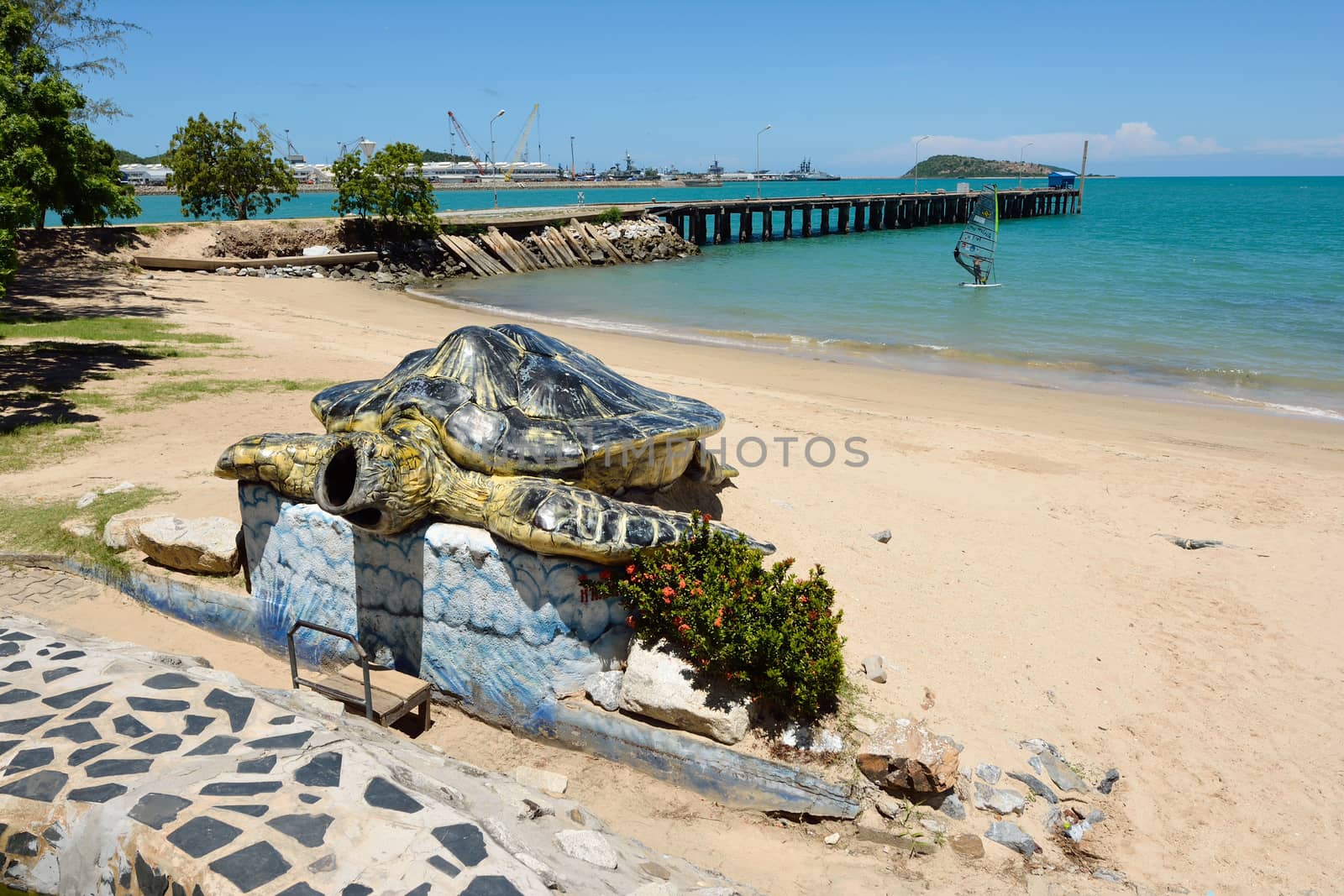 funny Turtle statue in Chonburi province, Thailand. by think4photop