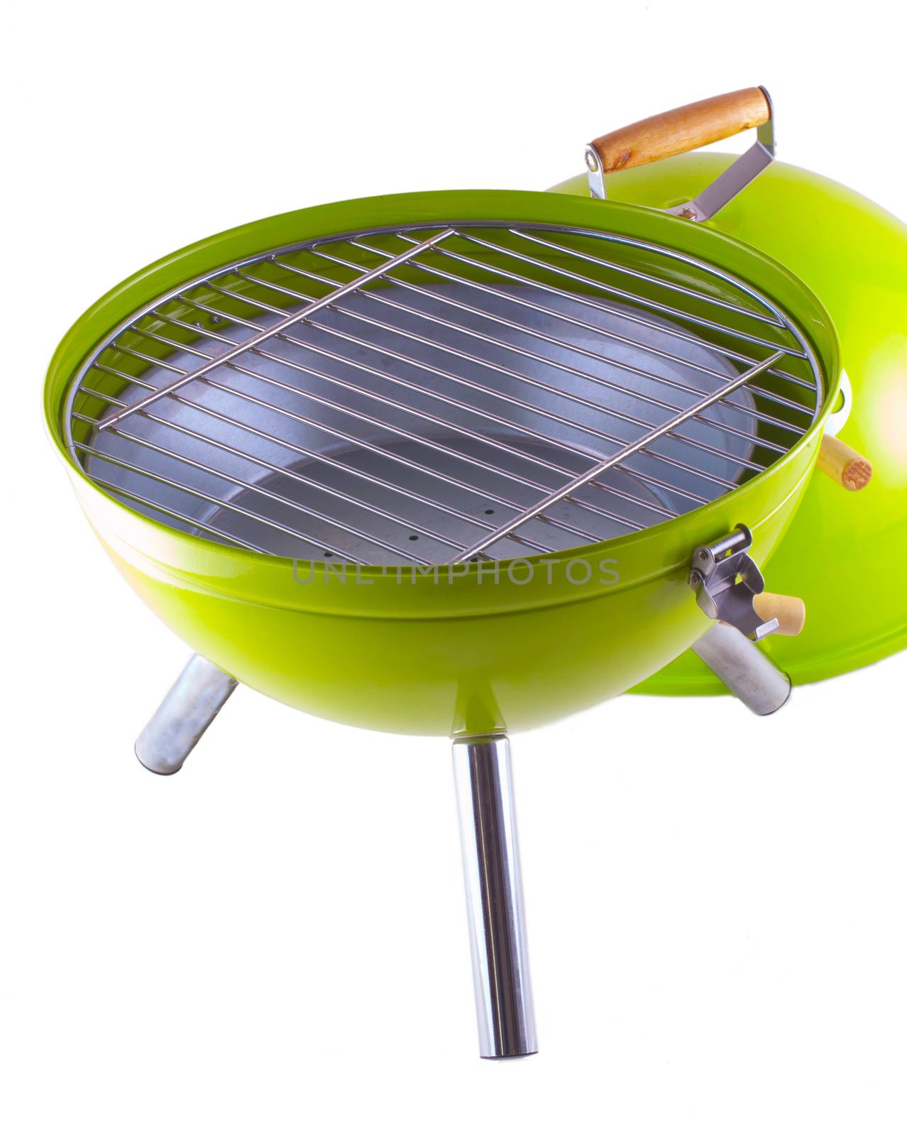 Green portable BBQ isolated over white background