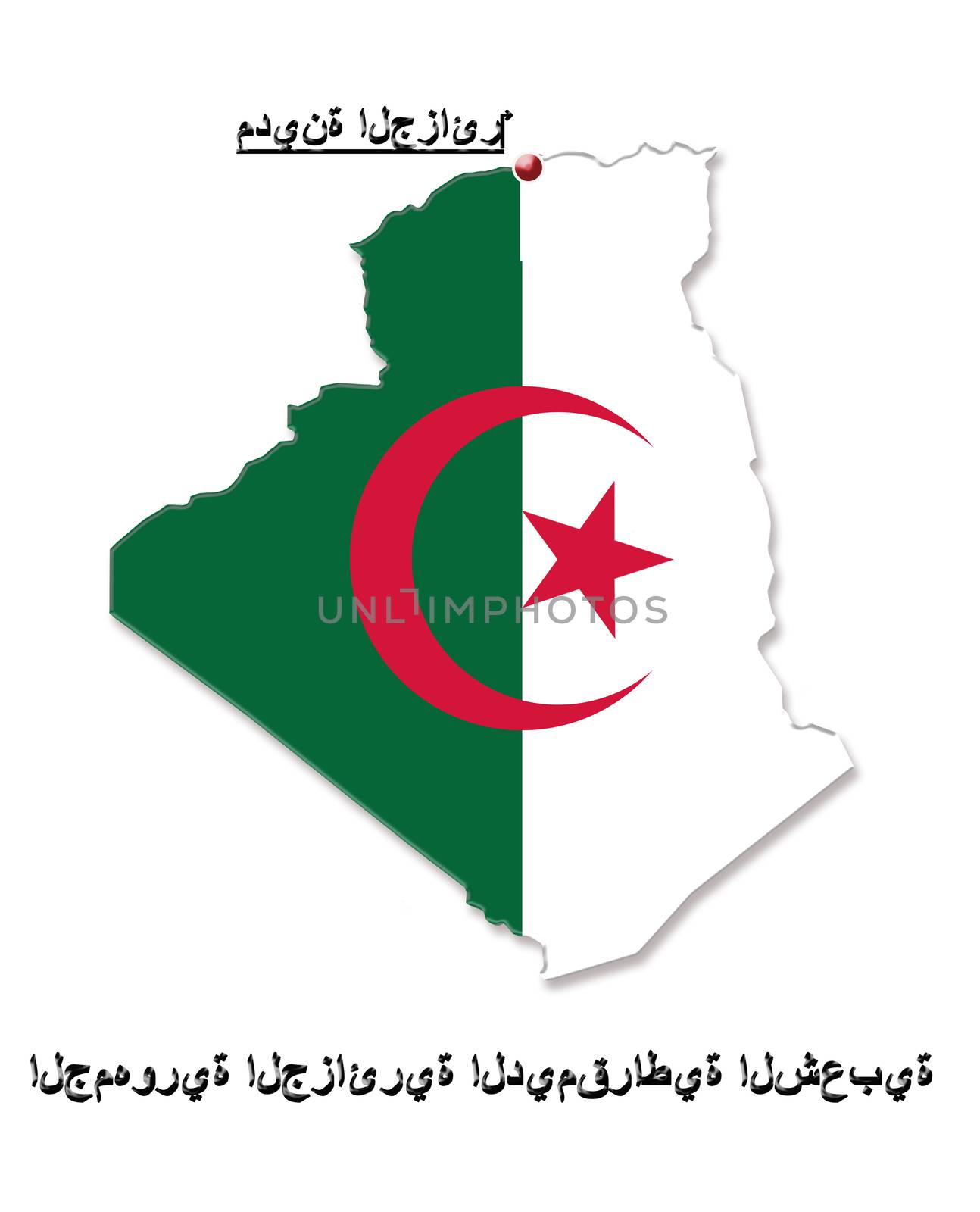 Map of Algeria in colors of its flag in Arabic by alexmak