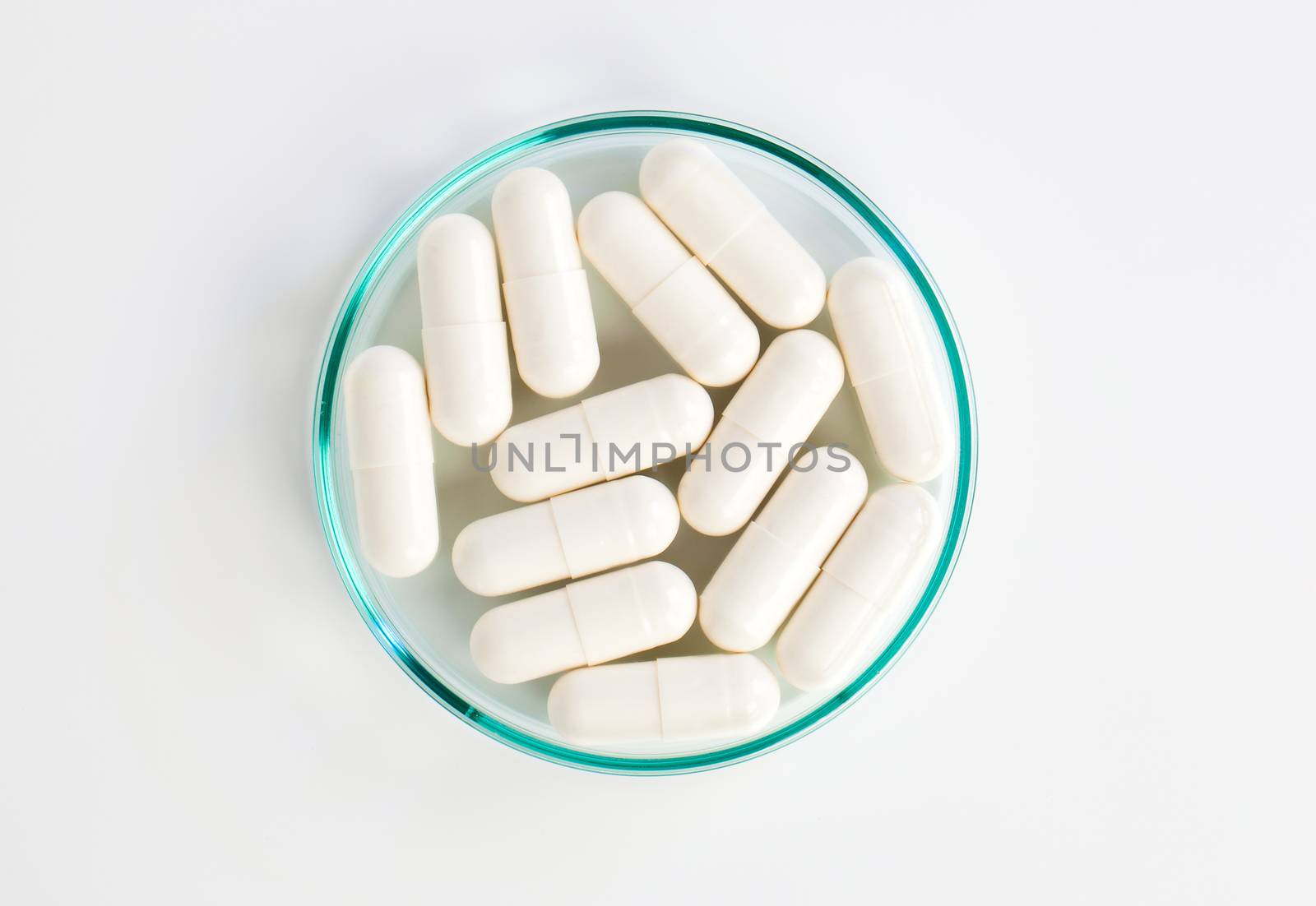 medical capsules on white background