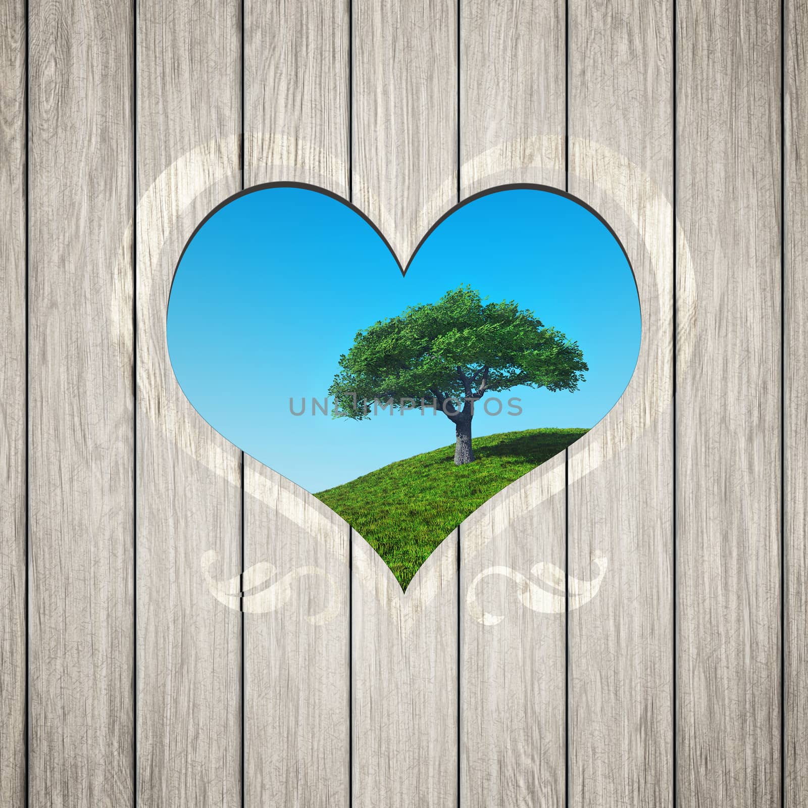 An image of a beautiful wooden heart with a tree